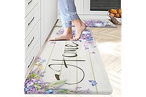 Qahing Farmhouse Purple Kitchen Mat Set