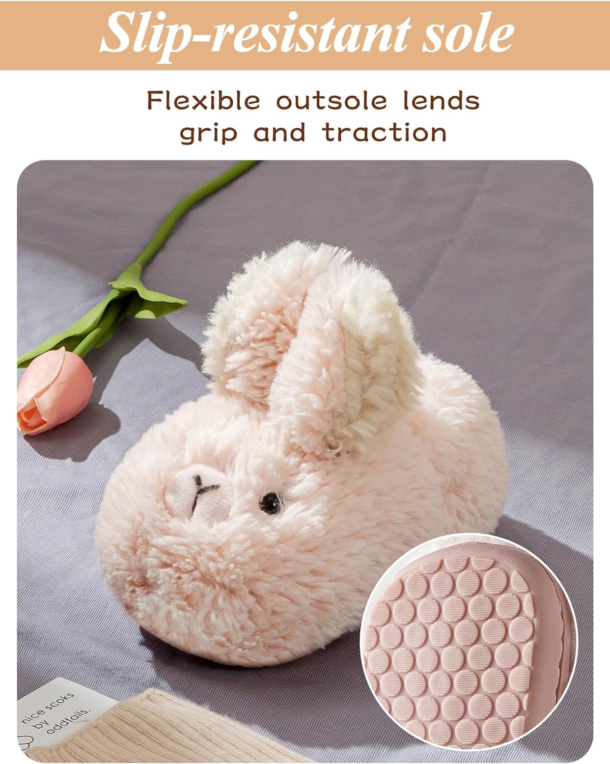 Knemksplanet Pantoufles D'hiver En Forme De Lapin Pour Fille Et Garçon - Chaussons Chauds En Forme De Lapin Chaussons Dinterieur Doubles De Fourrure Blanc
