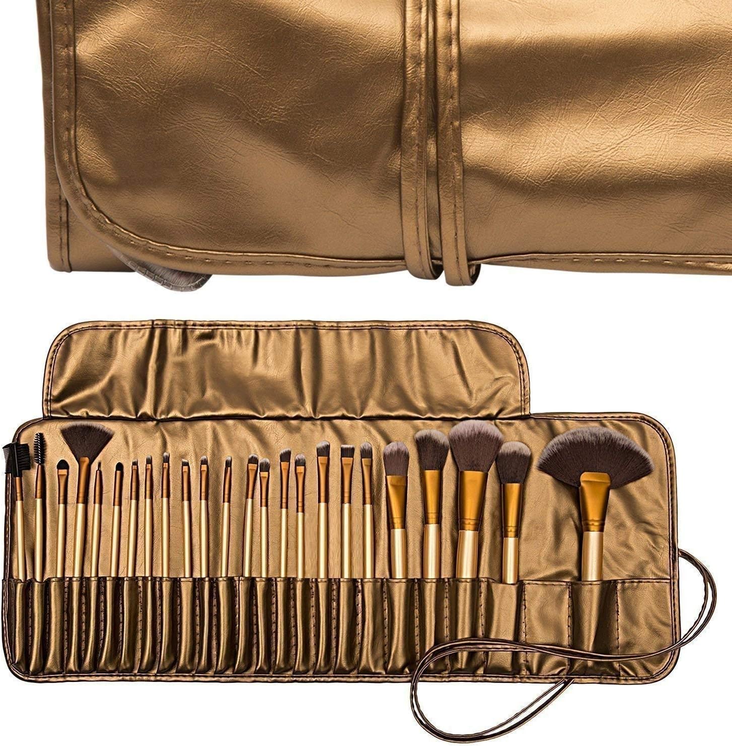 KKWBEAUTY Professional Makeup Brush Set 24 Pcs, Makeup Brushes for Women & Girls, Eyeliner, Eye Shadow, Eye Brow, Foundation, Powder Liquid Cream Blending Brush, Premium Wooden Handles with Pouch Case