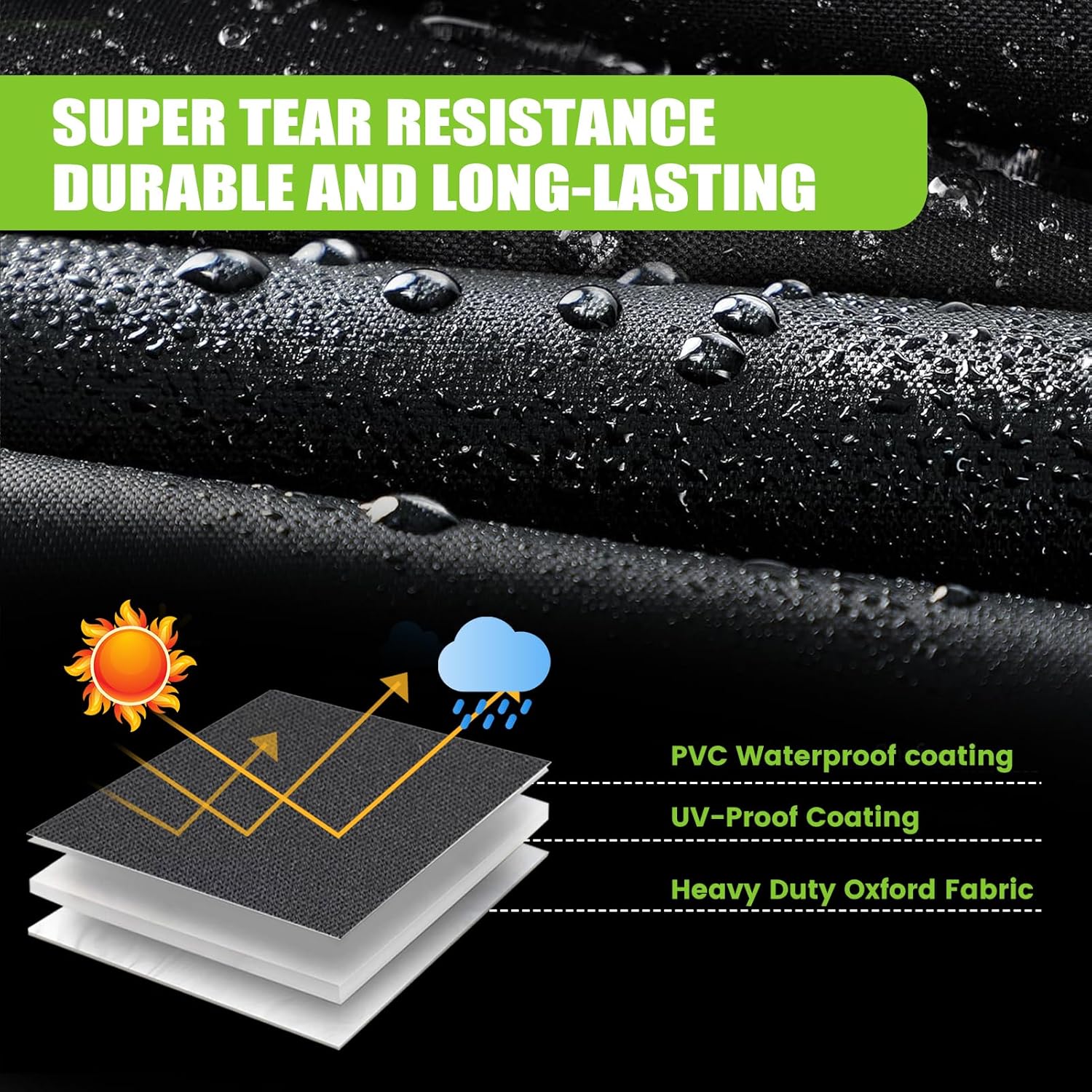 Outdoor 56 Inch Rectangular Fire Pit Cover – 600D Waterproof & UV Resistant Fire Pit Table Cover with Drawstring Fits - Image 4