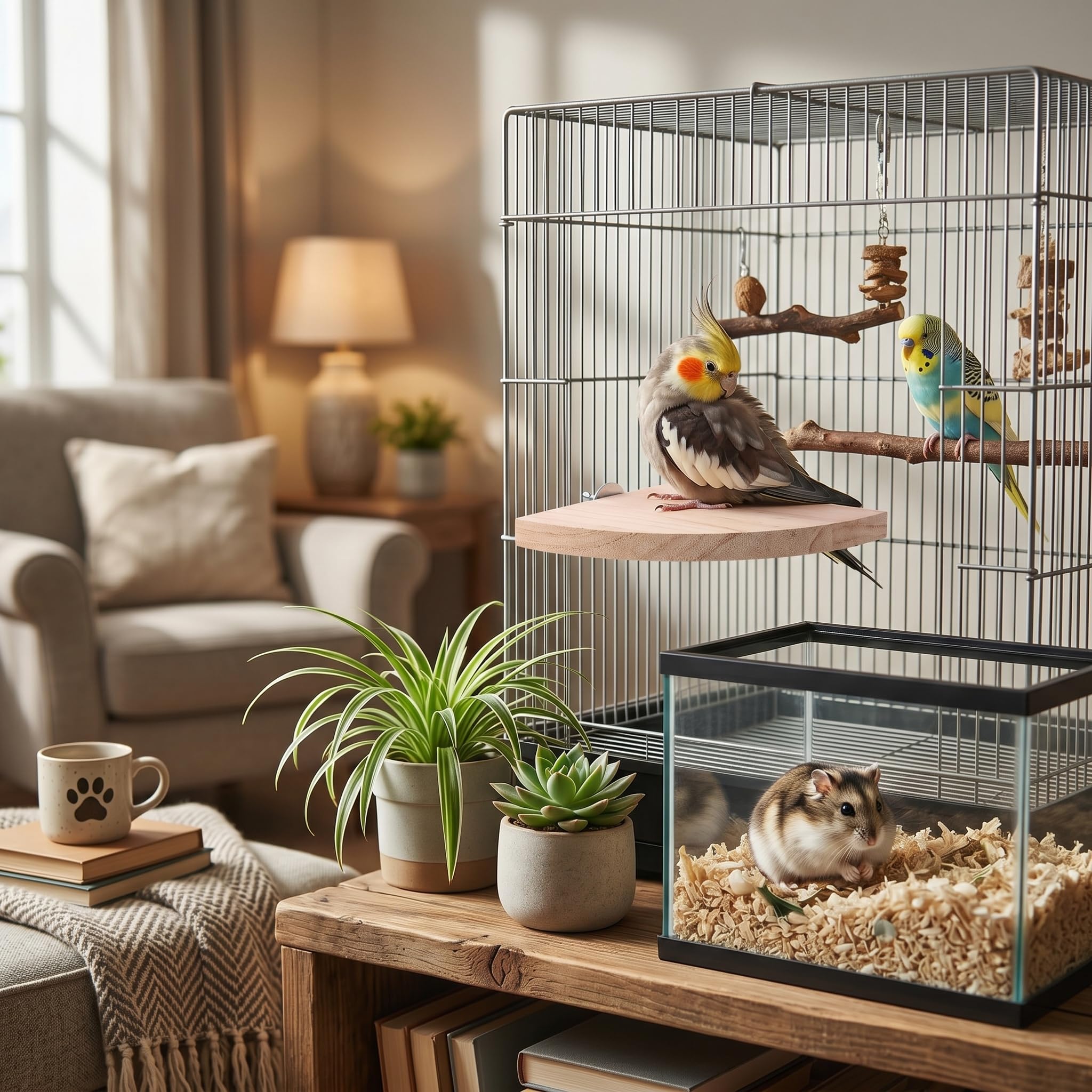 Platforma dla ptaków, Drewniana klatka dla ptaków Narożnik Okoń Stojak Kształt wachlarza Trampolina dla małych zwierząt Papuga Chomik Papuga Conure Nimfa Budgie Myszoskoczek Szczur Mysz