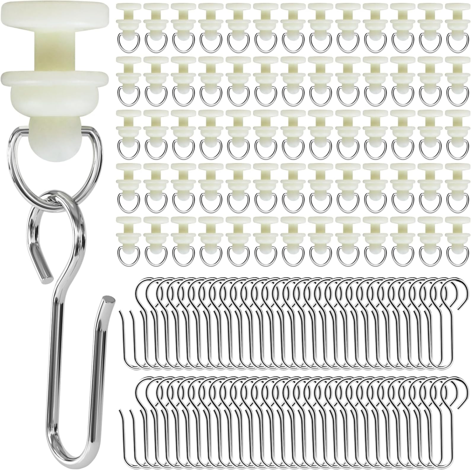 100 Pieces Shower Curtain Pack of 50 Pieces Hooks and 50