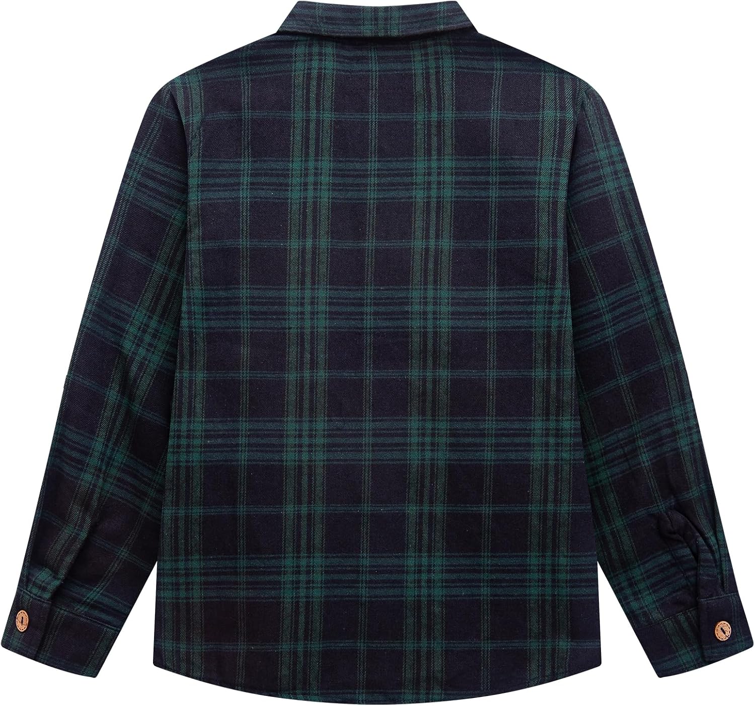 Boys Plaid Flannel Shirts Long Sleeve Casual Button Down Shirts Collared Fall Clothes Navy Green 10-11 Years - Image 3