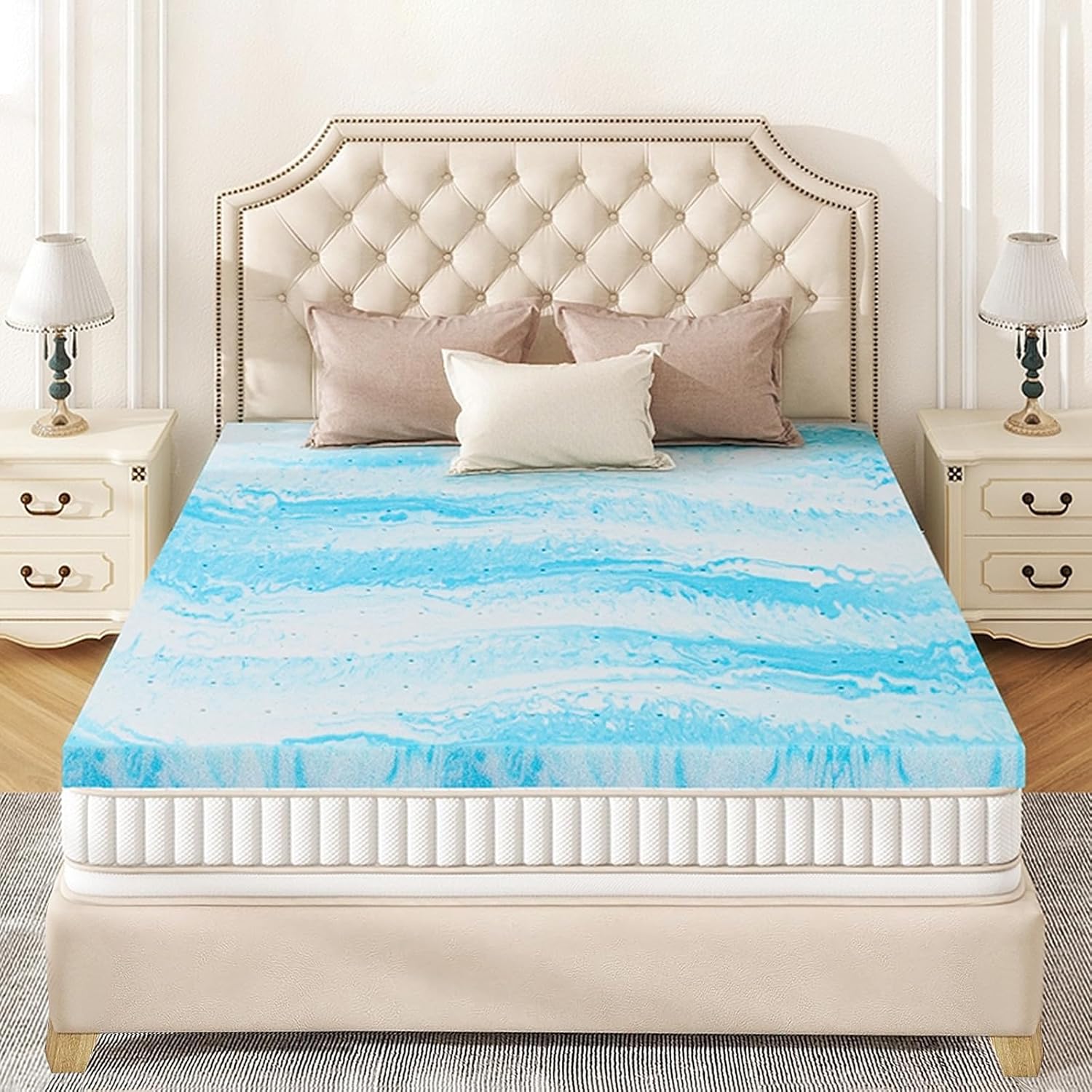 Mattress Topper Queen - 2 Inch Memory Foam Mattress Topper Queen Cooling Gel Infusion CertiPUR Certified