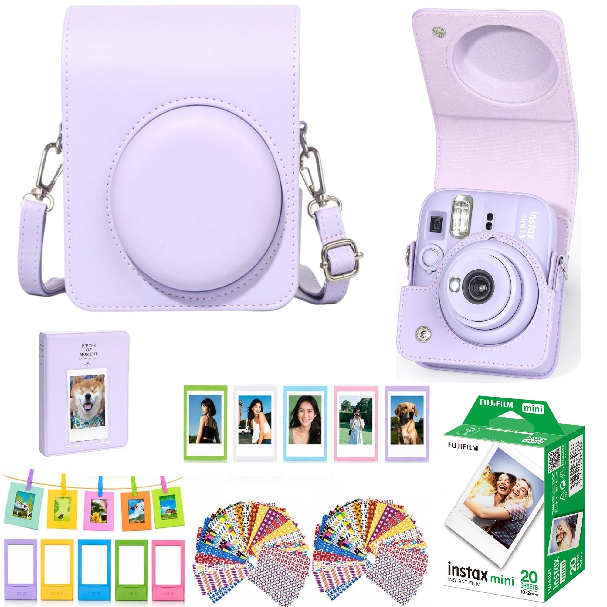 Mini 13 Instant Camera Premium Kit per Fuji Instax Mini 13 Dreamy Purple include custodia viola Mini 13, mini pellicola da 20 scatti, mini album fotografico e kit completo di accessori per display