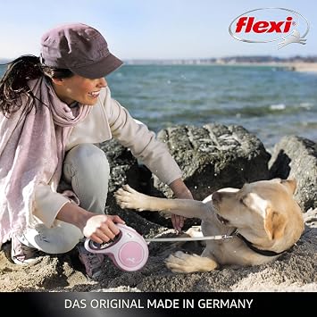 Flexi Comfort M | 5 m Retractable Tape Leash for Dogs up to 25 kg | Rose |