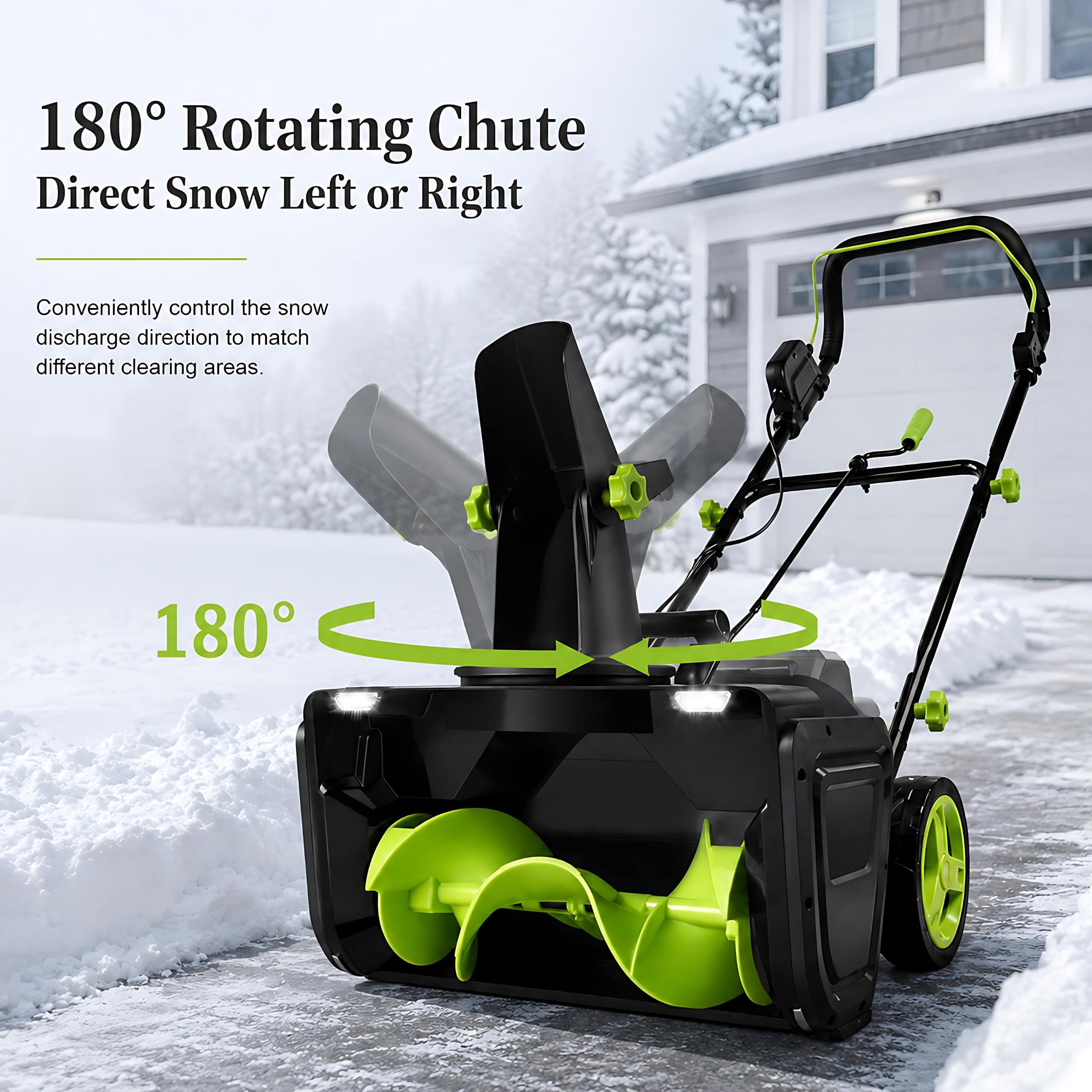 Electric Snow Blower Cordless, 1900 rpm, for Driveway Clearing | 20 Inch Brushless Snow Blower, 3500 W Brushless Motor, Snow removal depth 25cm/10in, Clear Snow from Driveways and Sidewalks