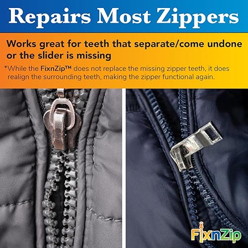 Miniatura 6 de FixNZip Paquete de reparación de cremallera de níquel negro pequeño, mediano y grande Reemplazo universal sin costuras deslizante para todas