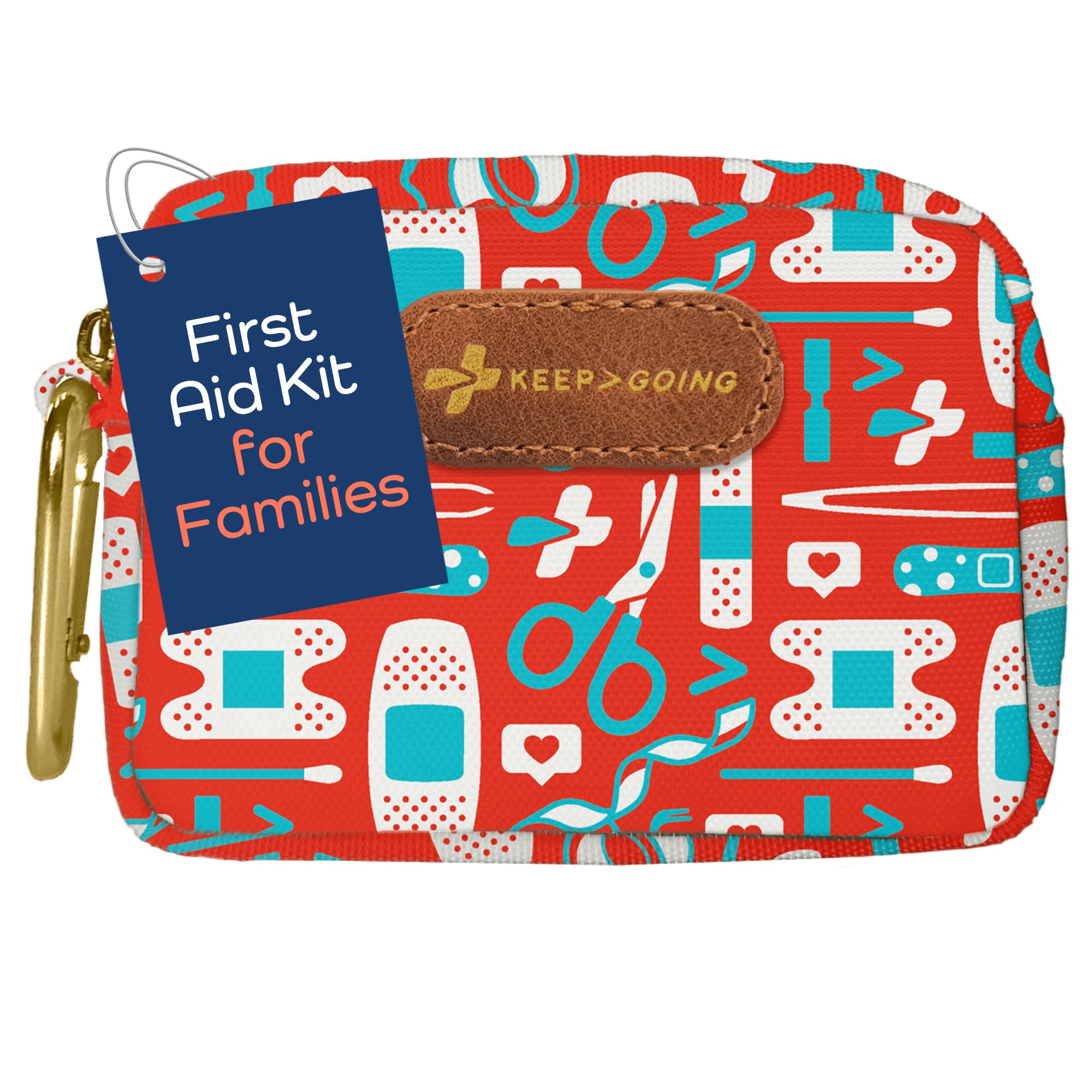 KEEP>GOING Small Travel First Aid Kit Kids – Mini First Aid Kit for Purse, Diaper Bag, Backpack with Latex-Free Bandages – 4 Oz., & 4.5 x 3.5 x 2 in, TSA-Approved