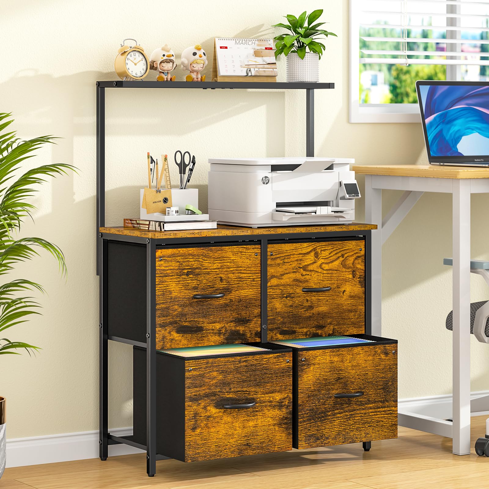 4-Drawer Lateral File Cabinet with Shelf