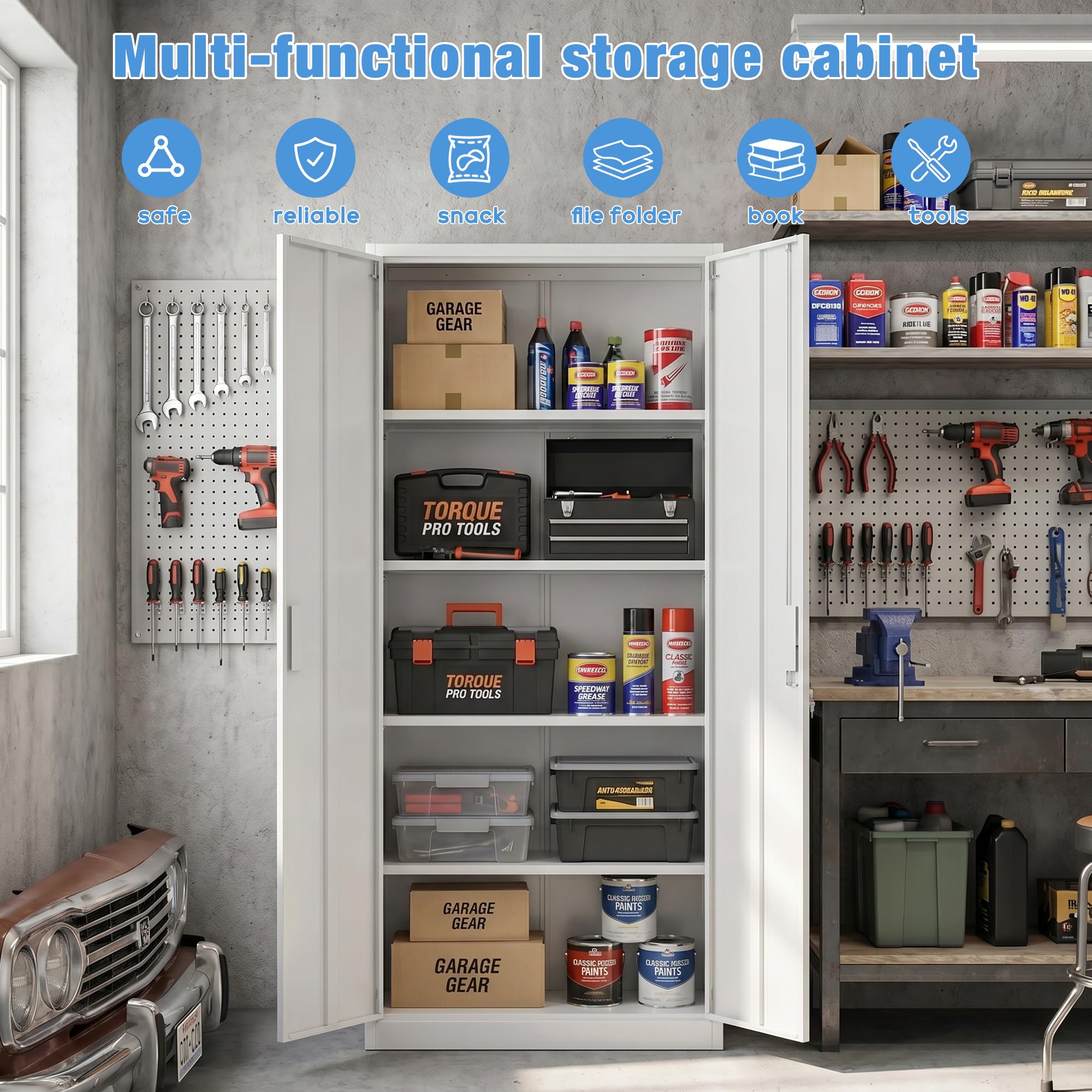 Amazon.com: SUXXAN 71-Inch White Metal Storage Cabinet with