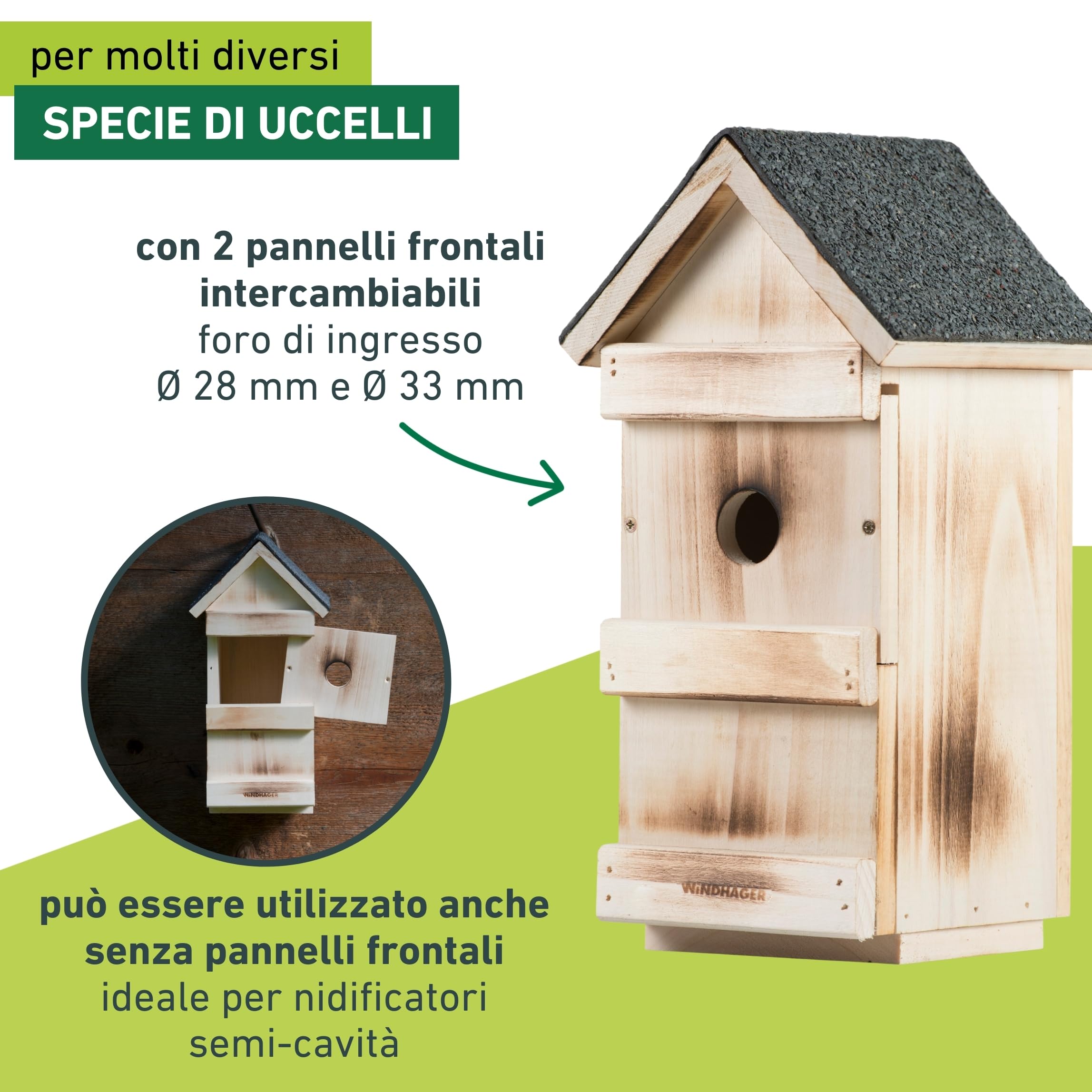 Windhager Nidificazione degli Uccelli della Cassetta di nidificazione 3 in 1, Nido, Uccello casa, incubatore, Aiuto per la nidificazione, 06997