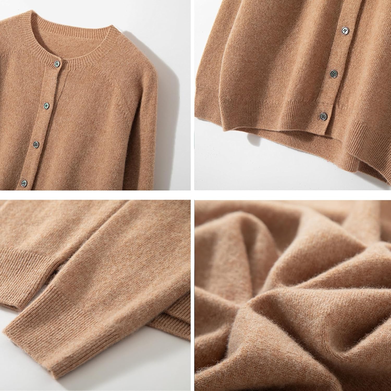 Women’s 100% Merino Wool Cardigan Sweater Crew Neck Long Sleeve Knit Casual Button Down Lightweight Tops Outwear - Image 2