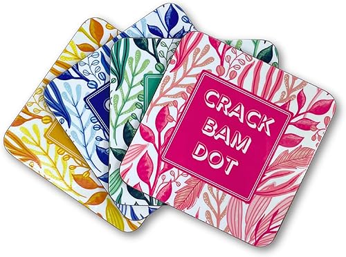 Miniatura 2 de Posavasos Mahjong, juego de 4. Regalo colorido de Mahjongg. para taza MAHJ, bebida, cóctel, mesa, juego. Crack, Bam, Dot!