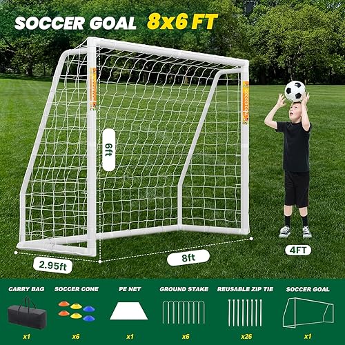 Miniatura 3 de NAIZEA Portería de fútbol  Portería de fútbol de 12 x 610 x 68 x 66 x 4 pies para patio trasero, portería de fútbol portátil y resistente a la