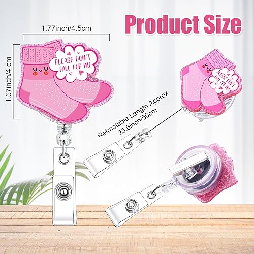 Miniatura 8 de Remuuly Carrete retráctil de 8 piezas para identificación de enfermera, con purpurina, diseño de vaca, niño, margarita, sonrisa, carretes