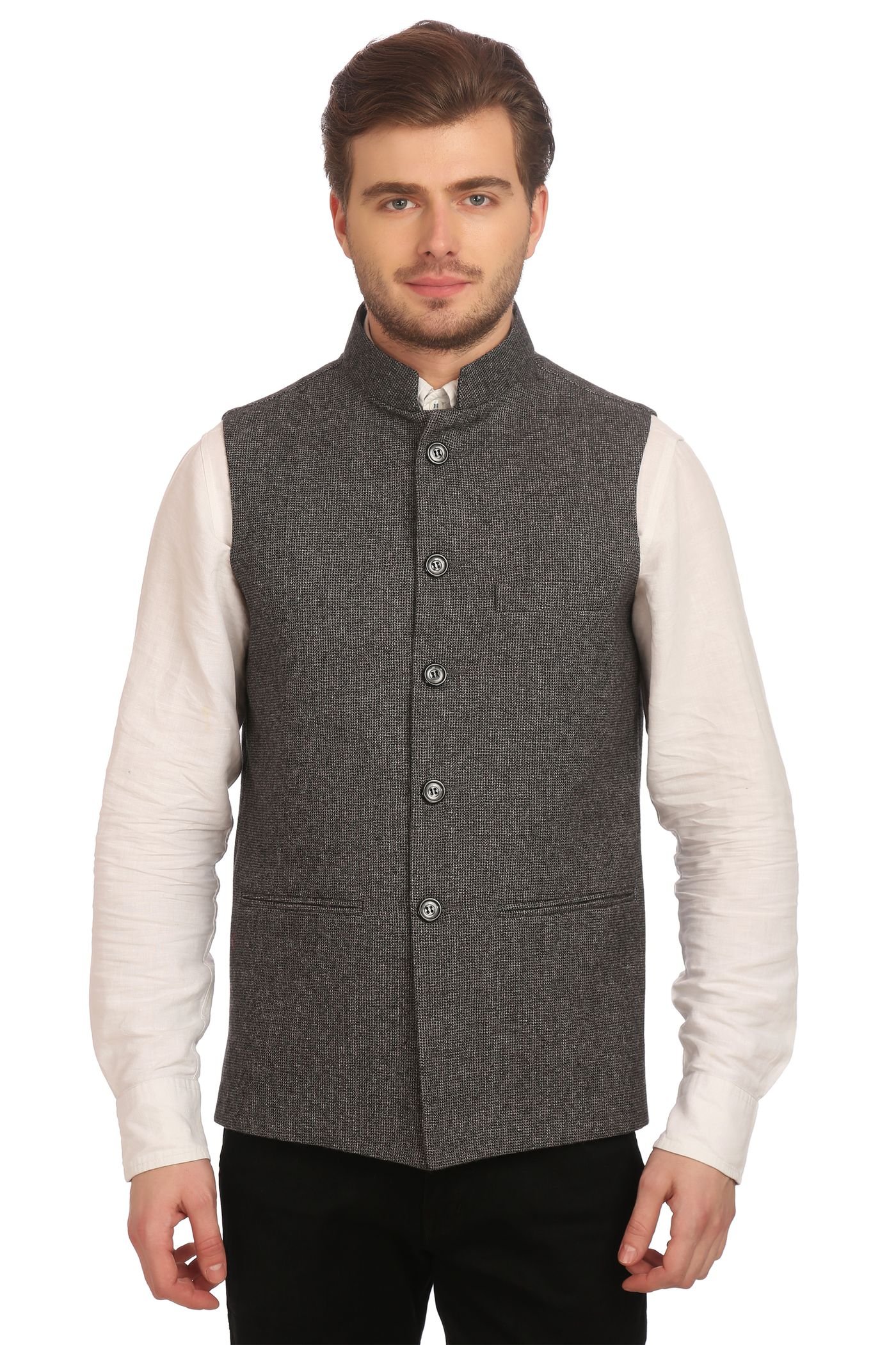 wintage Men's Tweed Bandhgala Festive Nehru Jacket Waistcoat -7 Colors-picture-34