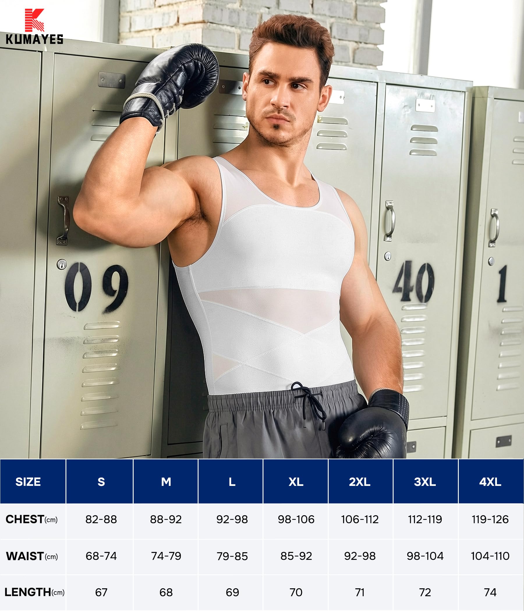 KUMAYES 2 Pack Camisa de compresión Hombre Camiseta Reductora Invisible