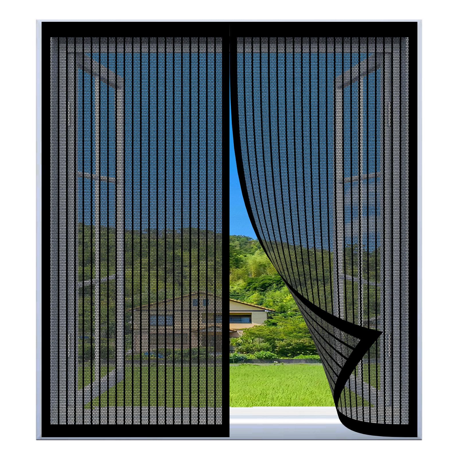Yuanwan Black Fly Screens For Windows Frame 83 X 135 Cm Easy Installation No Drilling Or Screwing Magnetic Fly Screen Door Window For Windows Nets To Keep Bugs Out,