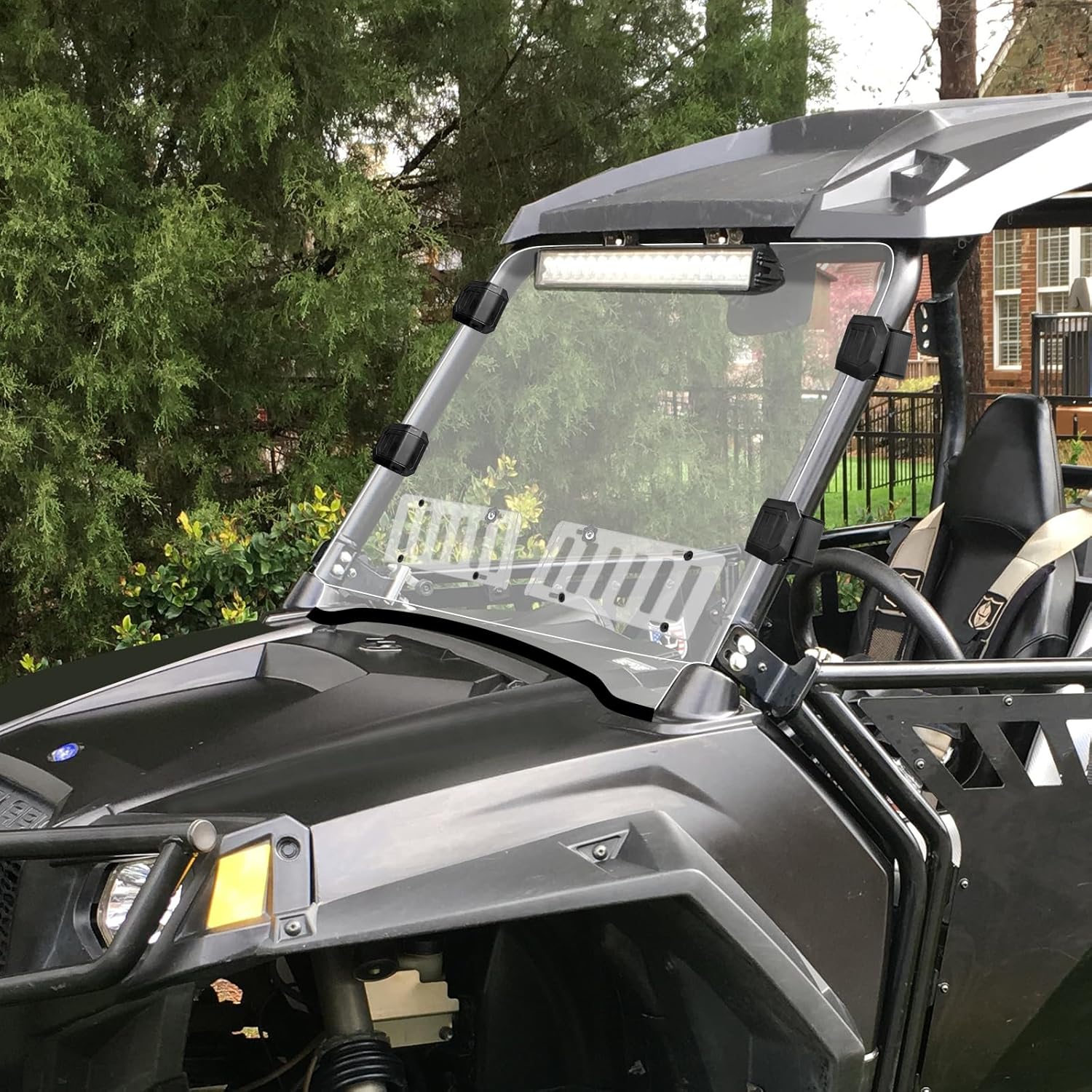 StarknightMT Scratch-Resistant UTV Front Full Windshield Slide-Vent Windshield Compatible with Polaris RZR 800 S 800 2008-2014, 4 800 2010-2014, 900 XP 2011-2013, 4 900 2012-2014, 570 2012-2018