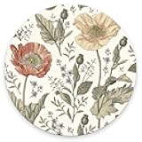 Vintage Flowers Round Mousepad Aesthetic Mouse Pad Floral Office Decor for Women Desk Accessories Retro Flowers Mousepad Coworker Boss 7.9×7.9×0.12 inches