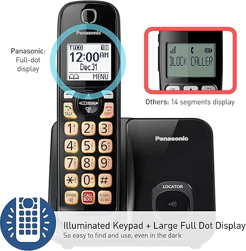 Miniatura 5 de Panasonic KX-TGD810B - Teléfono inalámbrico con bloqueo de llamadas avanzado, identificación de llamadas bilingüe y pantalla grande de alto