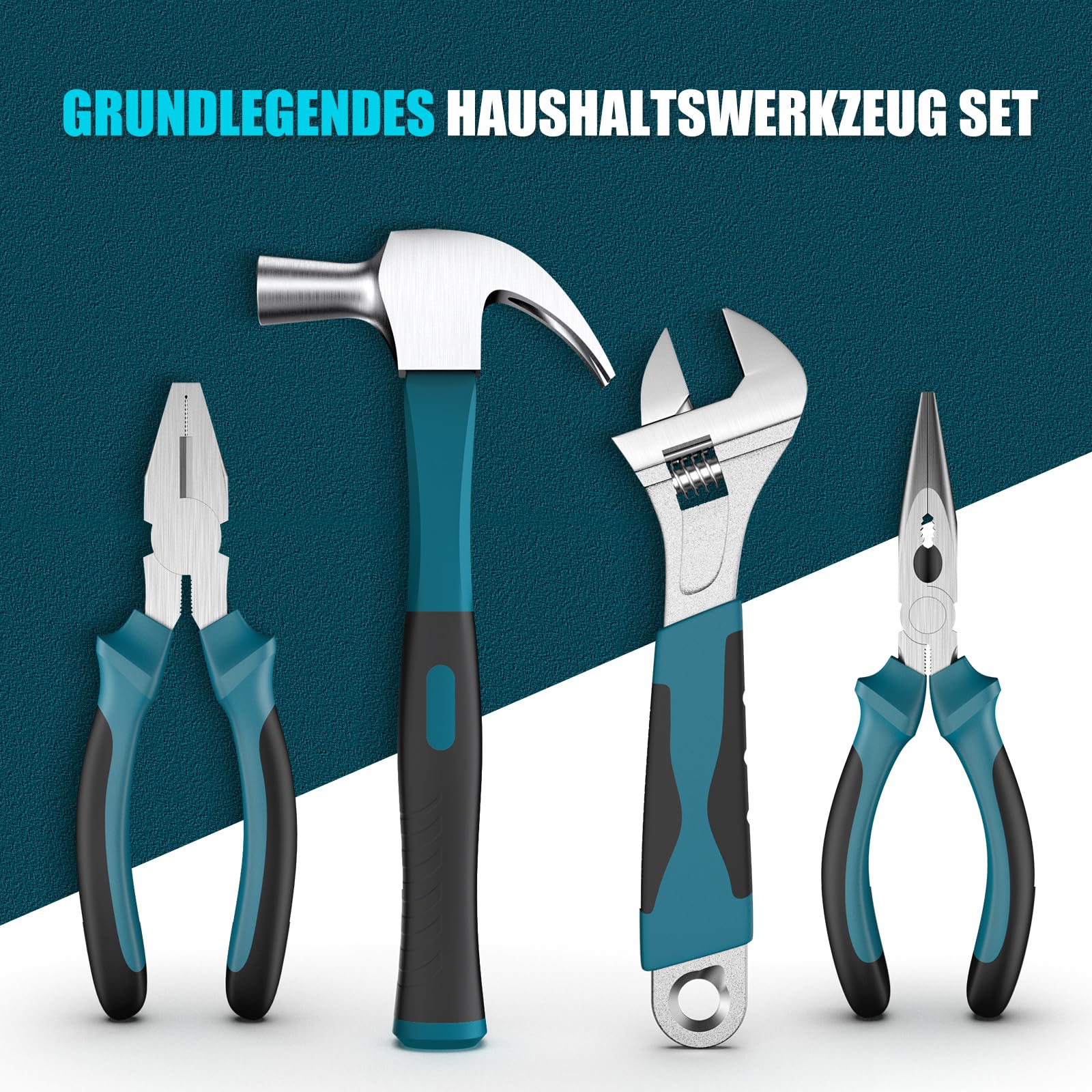 Sundpey Werkzeugkoffer Gefüllt 206tlg, Werkzeugkoffer mit 12V Akkuschrauber zum Anziehen/Lösen von Schrauben, Haushalts-Werkzeugkasten Werkzeugset für Reparaturen im Haushalt und Heimwerken, Blu