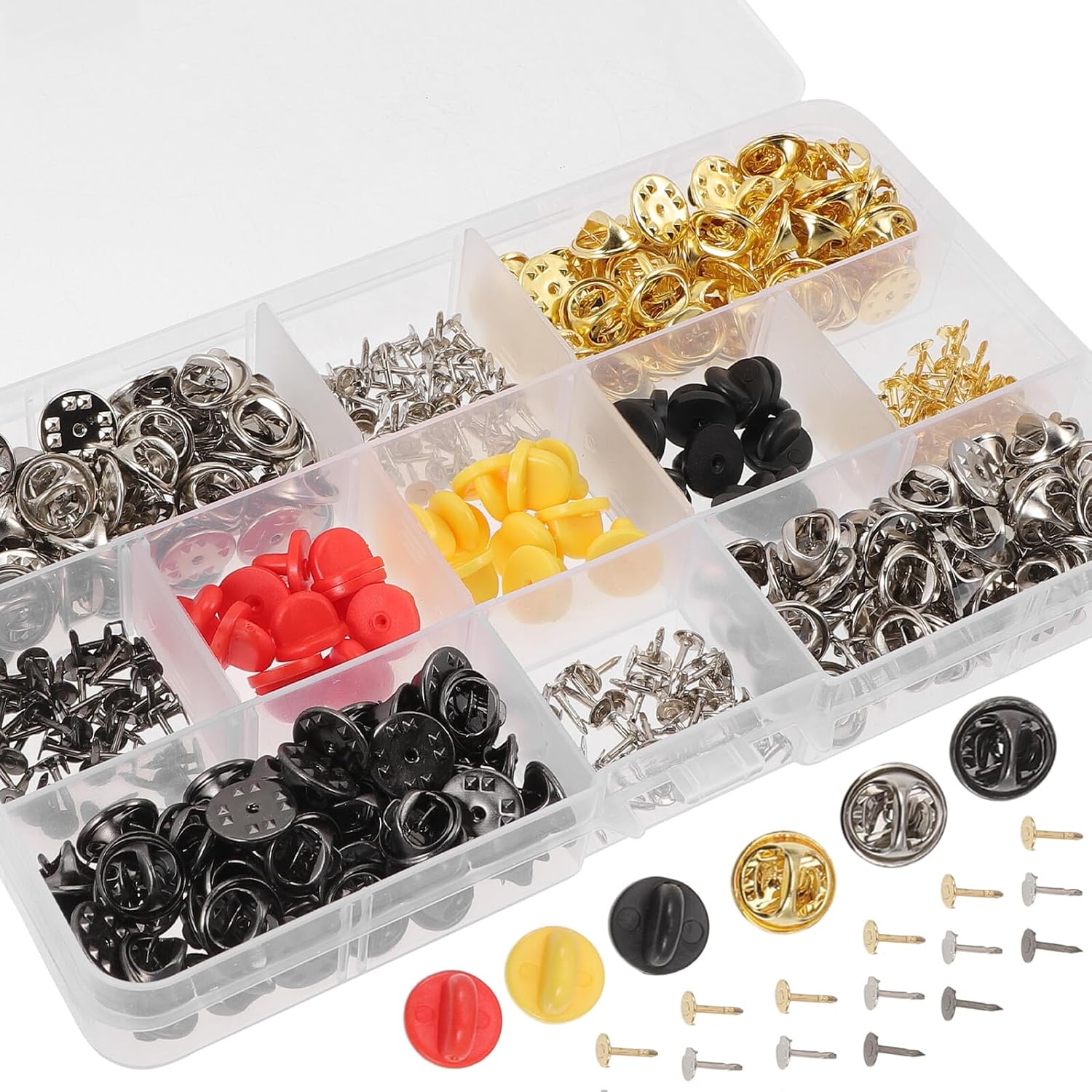 430Pcs Metal Brooch Clutch Pin Backs with Winged Style for Lapel Pins Tie Tacks and Uniform Badge Replacement Secure Grip DIY Craft Jewelry Making
