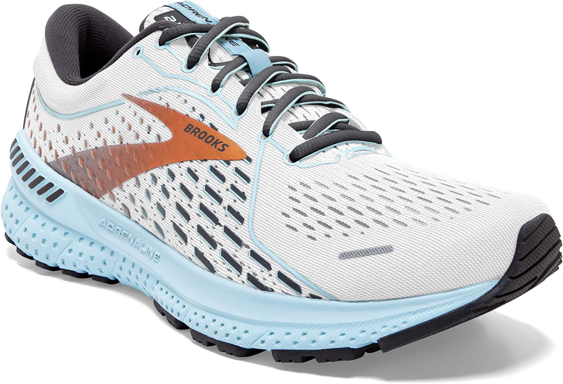 BrooksWomen's Adrenaline GTS 21 Supportive Running Shoe - White/Alloy/Light Blue - 10 Medium