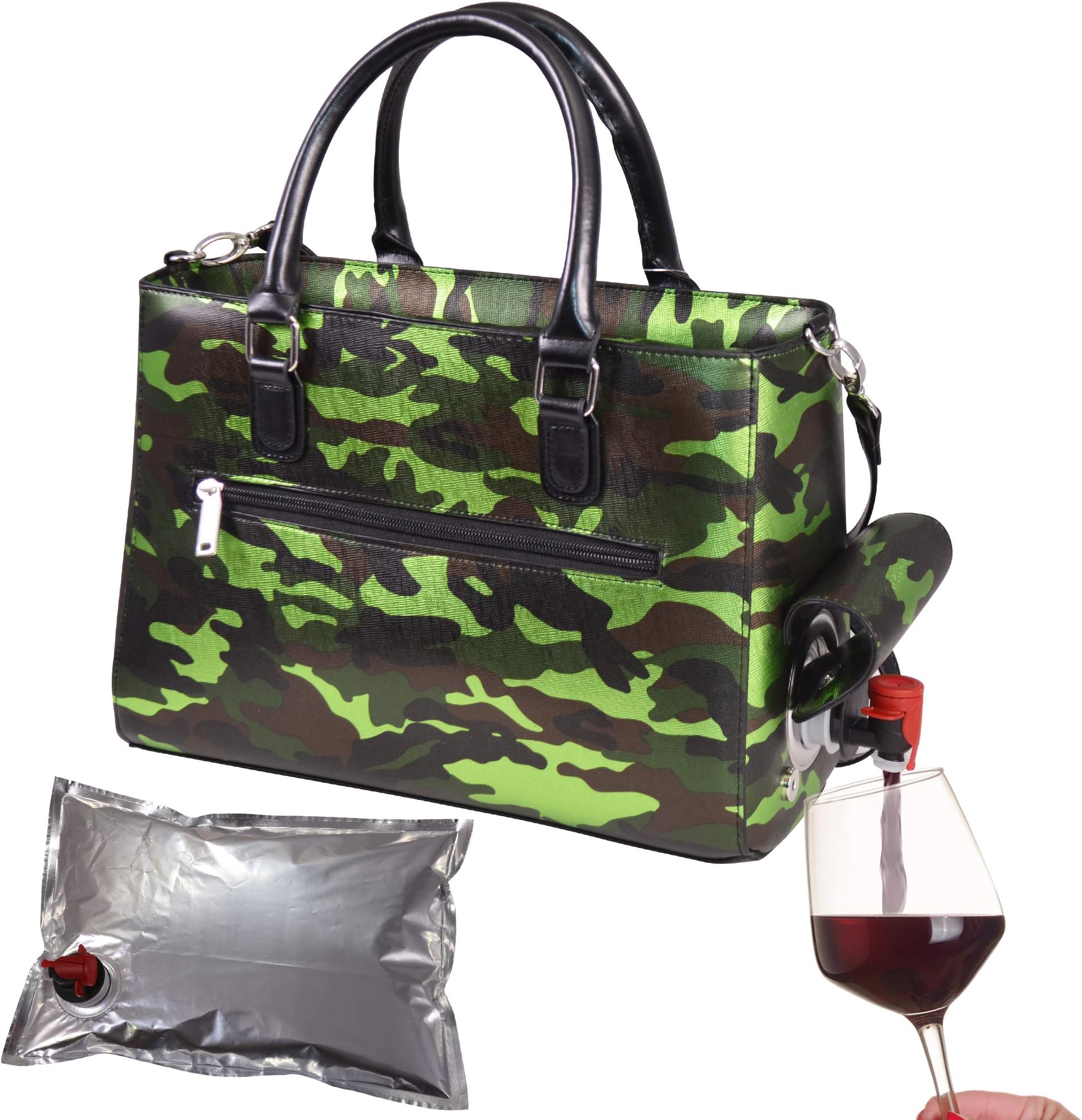 PrimewareInsulated Drink Purse w/ 3L Bladder Bag | Thermal Hot and Cold Storage | Portable Drinking Dispenser for Wine, Cocktails, Beer, Alcohol | PU Leather Finish