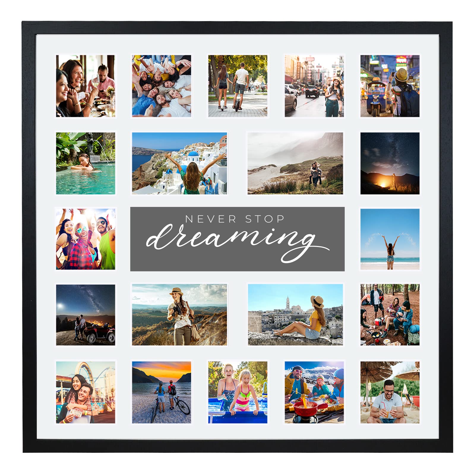 Large Multi Aperture Picture Photo Collage Frame, Colours and Designs (Dreaming, Black) — image 1