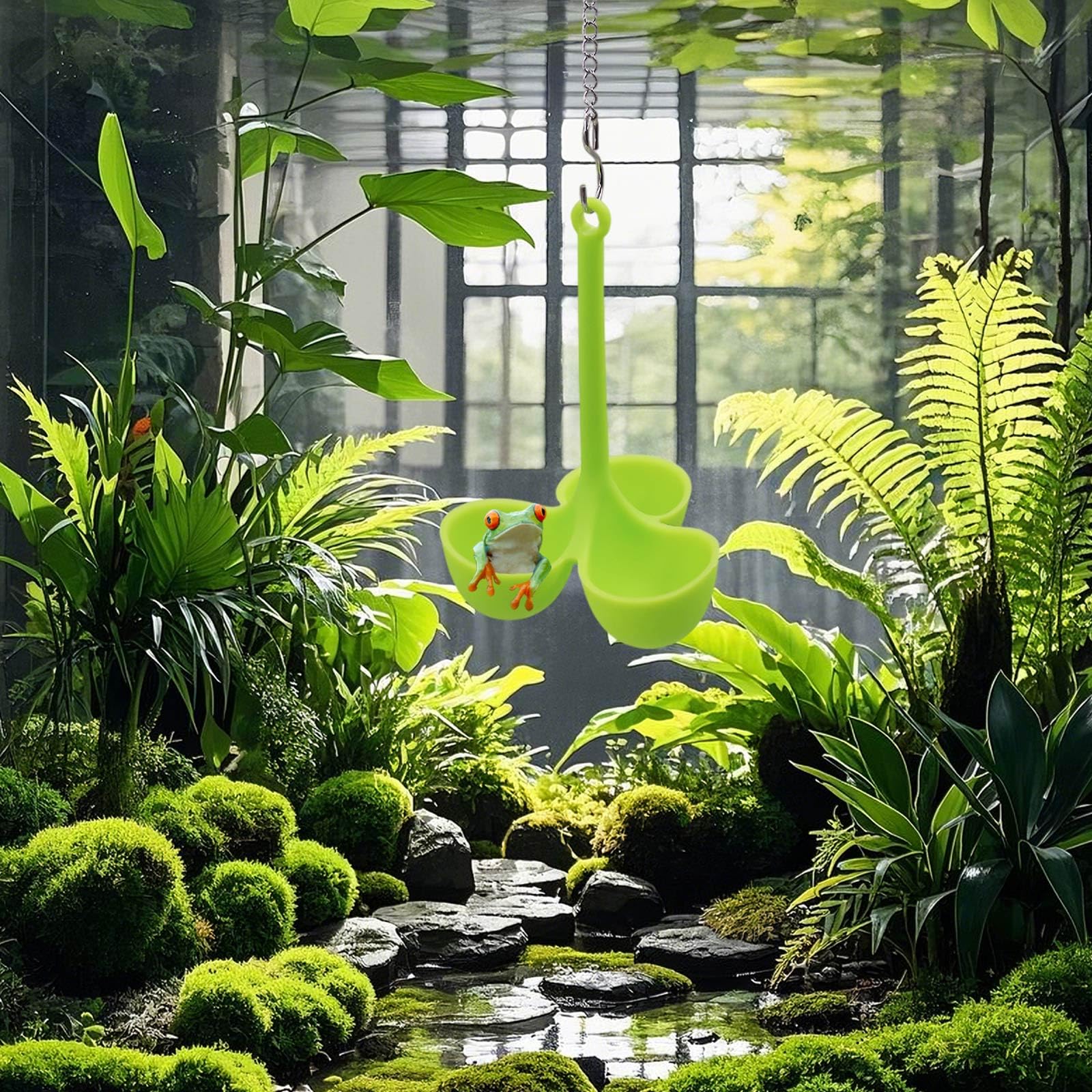 Hamak siedliskowy z 3 kapsułkami, miękkie silikonowe miejsca do odpoczynku z przyssawką i mocowaniami łańcucha, akcesoria do terrarium dla żab drzewnych, żab karłowatych, małych płazów