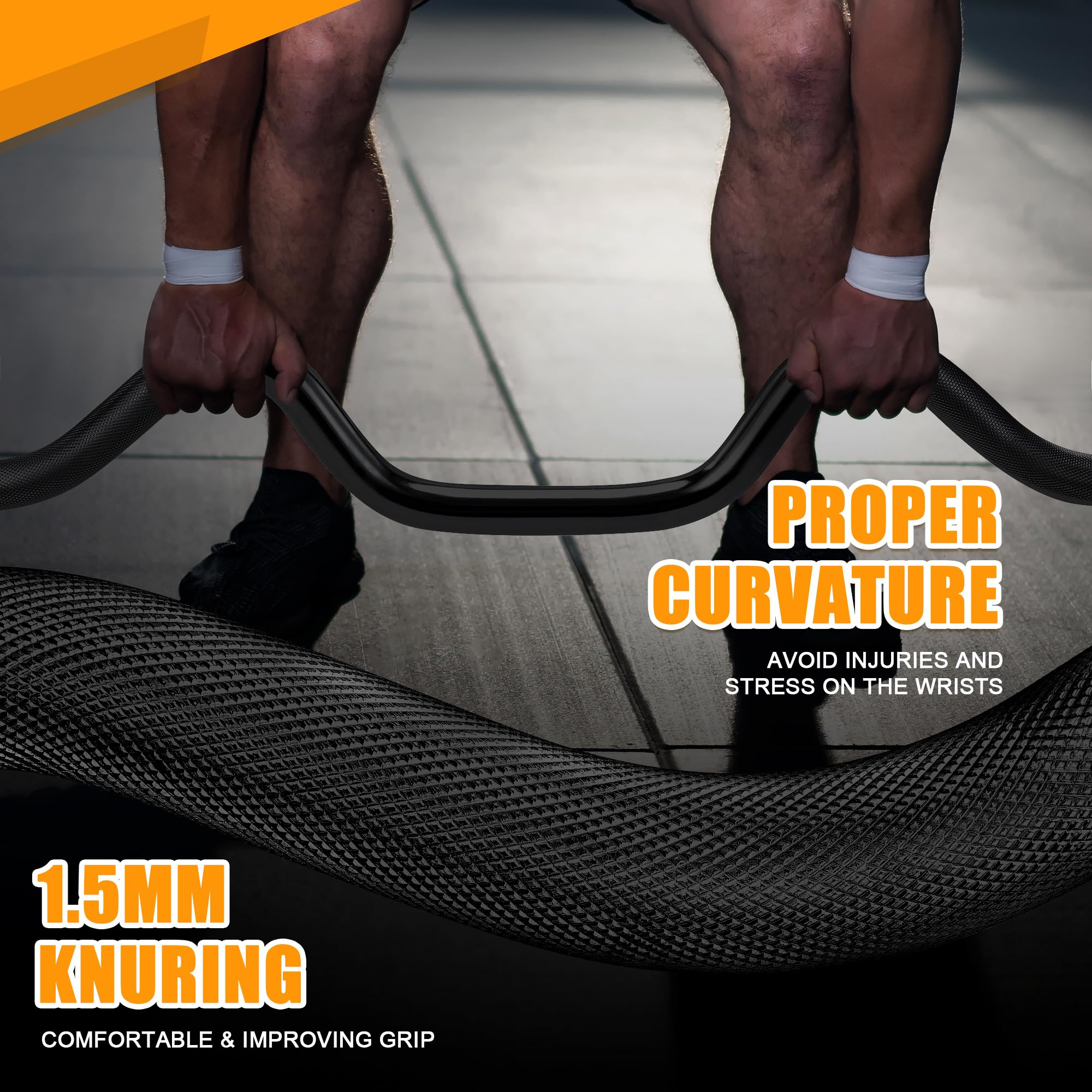 FIXTECH 47 Olympic Barbell Curl Bar EZ Bar Strength