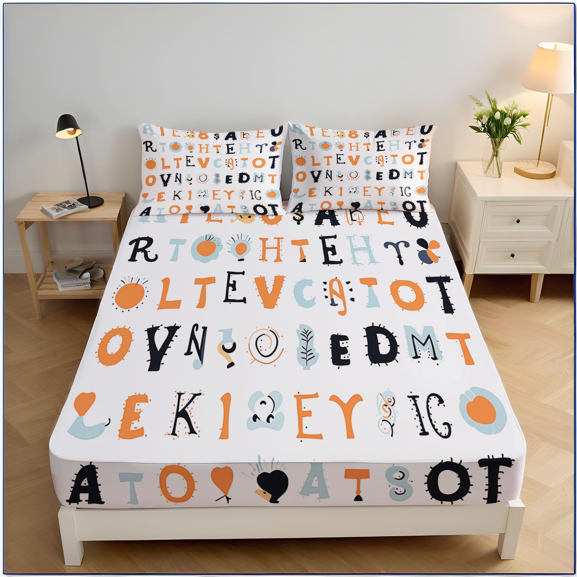 Drap housse enfant 180x200 imprimé graffiti microfibre élastique
