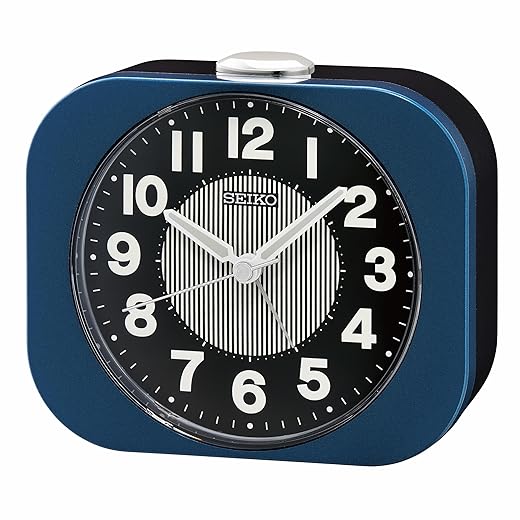 SEIKO QHE 206 LLH Non Ticking Bedroom Alarm Clock, Metallic Blue, 3 . 9 x 4 . 4 Inches product image