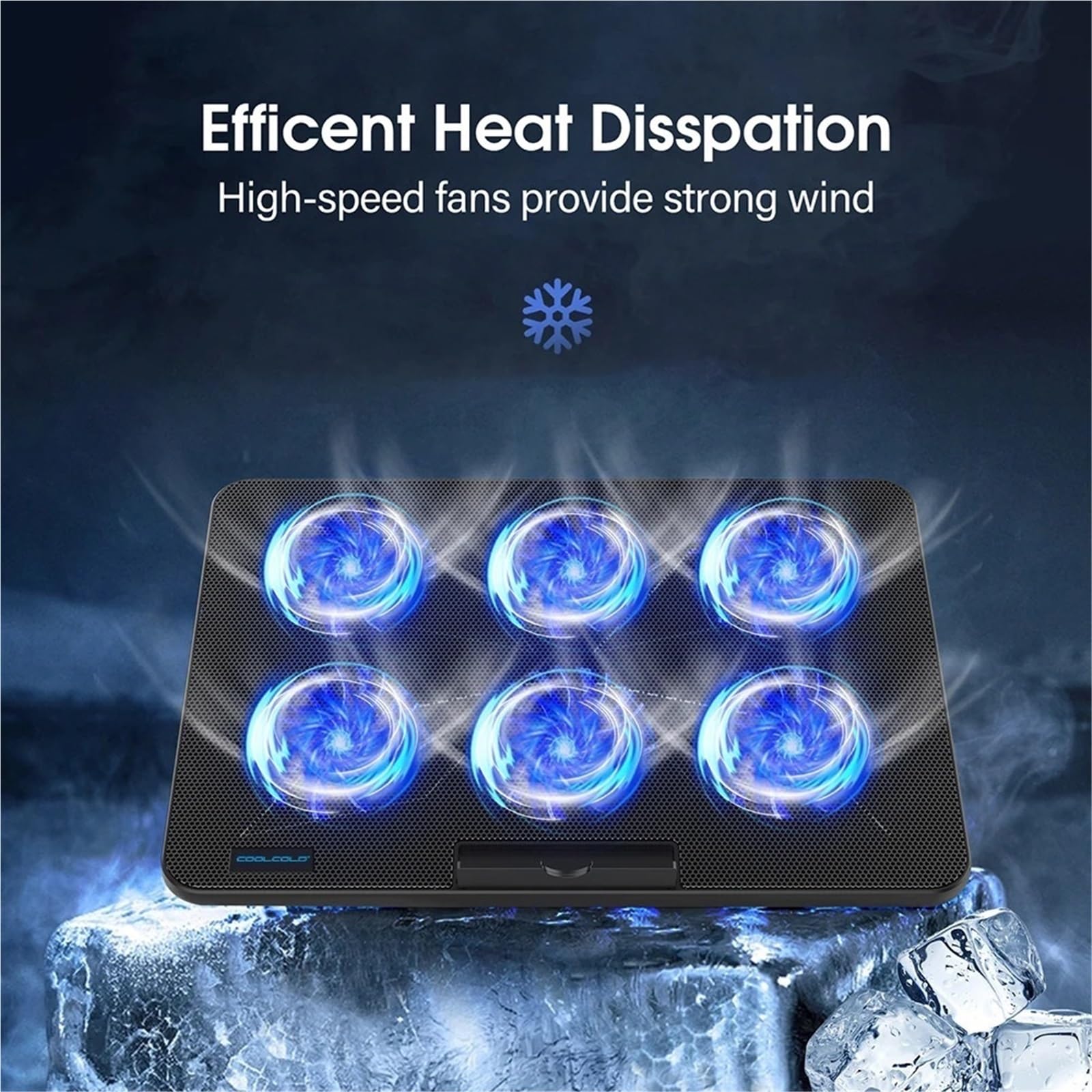 Laptop Cooler podstawka pod laptopa Podkładka chłodząca do laptopa z 6 cichymi wentylatorami, regulacją prędkości wiatru na 7 wysokości, podkładką chłodzącą do laptopa z telefonem komórkowym