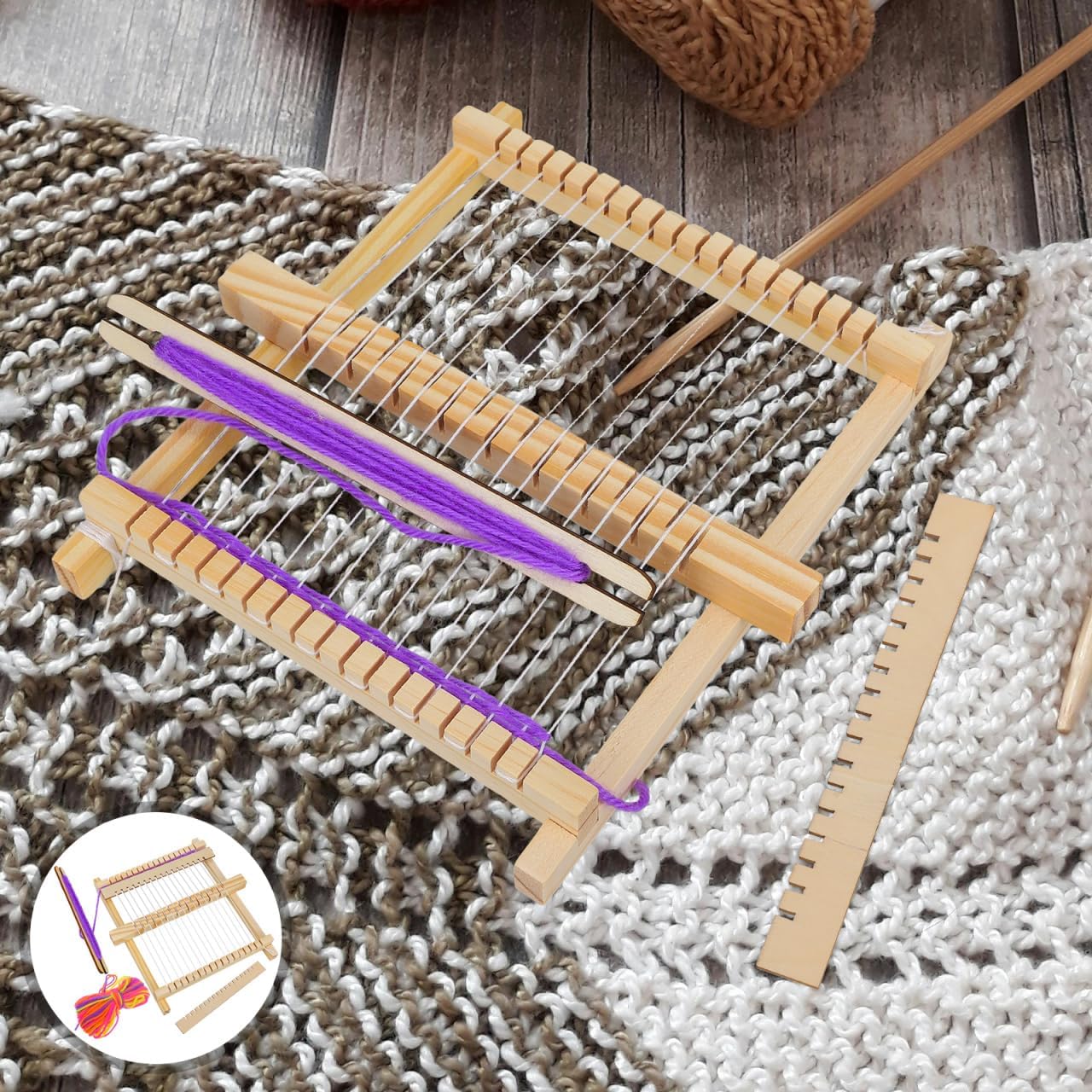 Toddmomy Wooden Weaving Loom for Kids 6.5X8.9X2 Inch DIY Hand-Knitting Loom Toy Creative Craft Kit Promoting Intellectual Development and Arts & Crafts Fun