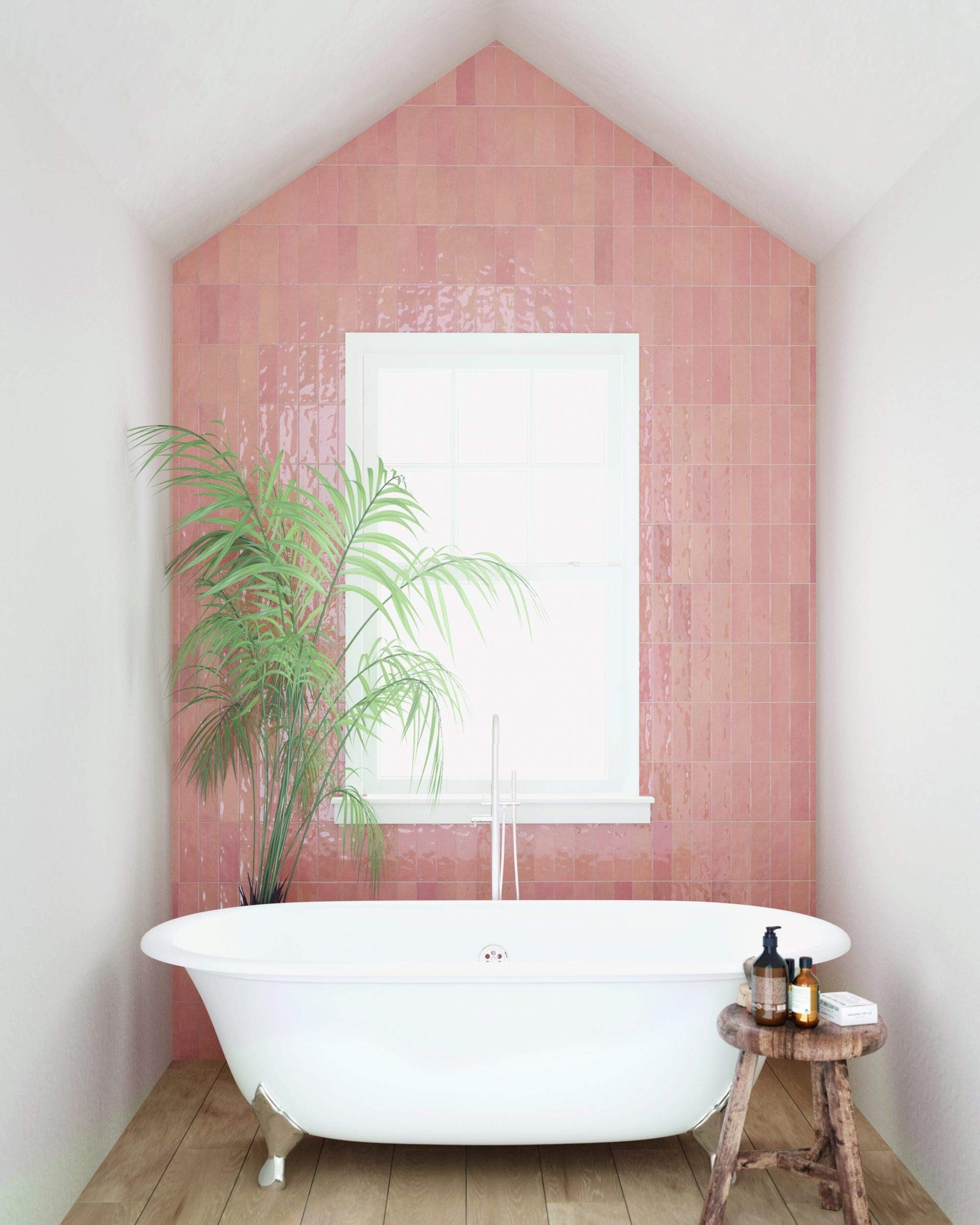 Atlas Ceramics - Porcelain Gloss Tile - Versatile Laying Options - Bathroom & Shower Wall - Kitchen or Bathroom Splashback - Traditional Art - Nolita Rosa 2.5 in X 7.8 in