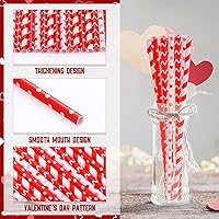 Vista 4 de Uiifan 100 popotes de plástico a rayas rojas y blancas, de 9 pulgadas, 4 estilos, pajitas rojas y blancas, popotes duros reutilizables para el día