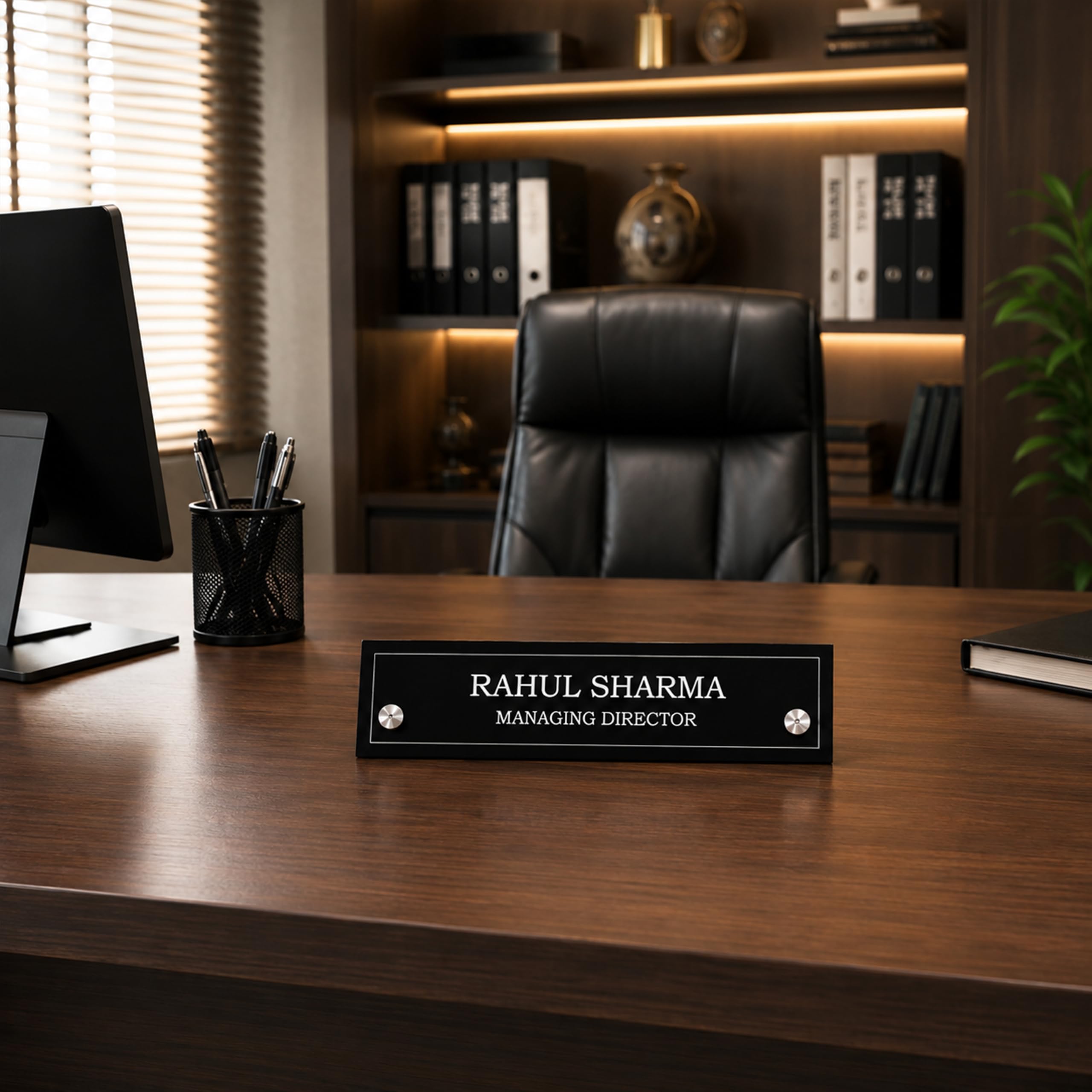 Gugan's Acrylic Desk Name Plate - Personalised Desk Name Plate, Custom Desk Sign, Office Plaque, Executive Office Sign (10 x 3 Inches Frost) — Amazon image 6