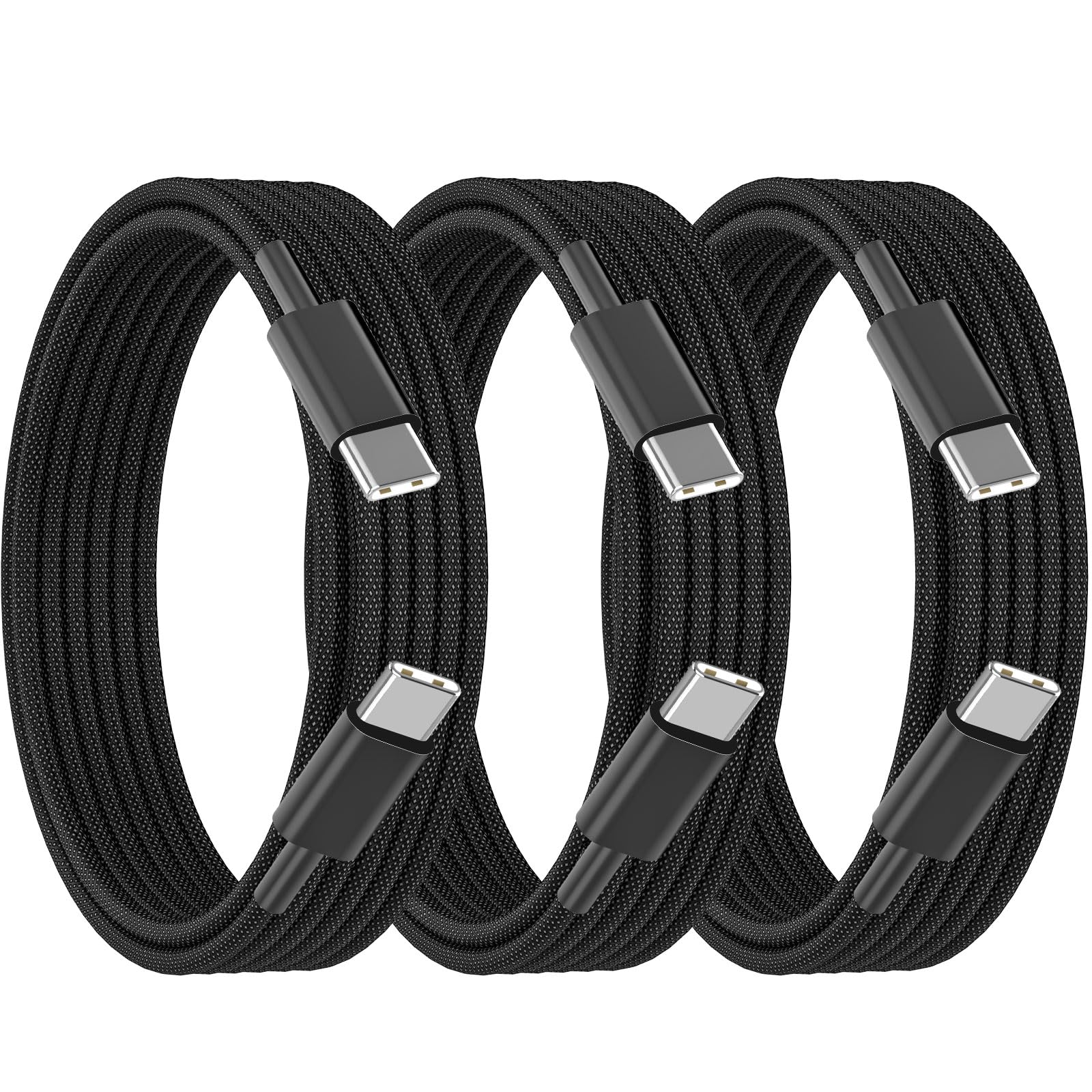 [3Pack] iPhone 16 iPad Pro Fast Charging Cable, 60W USB C to USB C Cable 6ft Long Nylon Braid Power Cord Carlife Cable Carplay cable for iPhone 15 16,