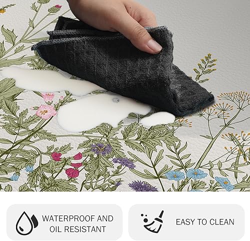 Miniatura 9 de MAYHMYO Tapete de cocina azul, tapete de cocina antifatiga, acolchado, antideslizante, impermeable, tapete de cocina de espuma viscoelástica, tapete