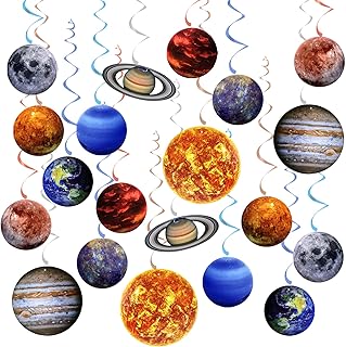 20PCS Space Solar System Theme Hanging Swirls Decorations, Outer Space Party Supplies Ceiling Hanging Swirls for Birthday Baby Shower Party Decorations