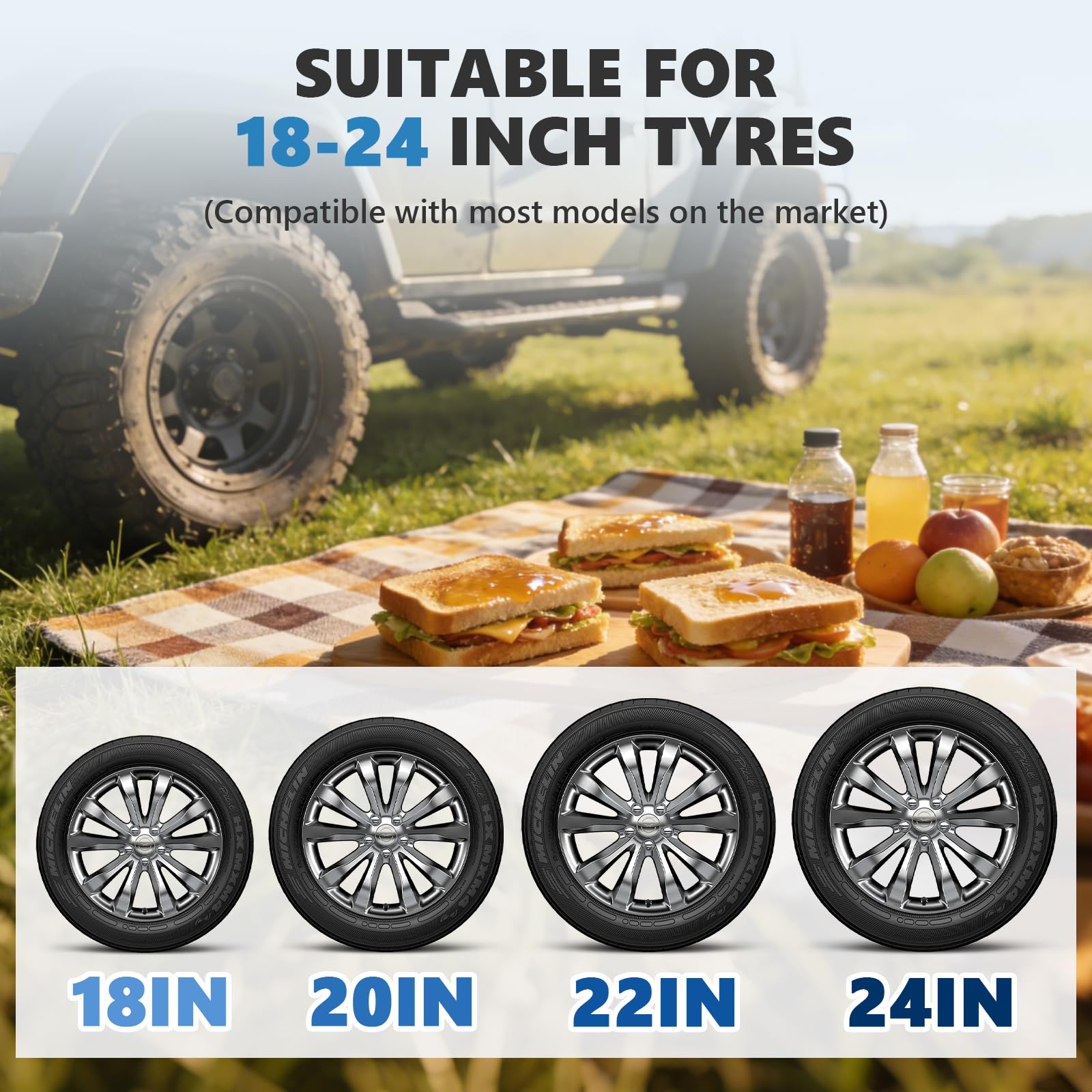 MXBAOHENG Table De Pique-Nique Portable De Pneu De Voiture 68*50 CM Table à pneus à hauteur réglable 60-90 CM Table de camping à monter sur véhicule pour voyage, atterrissage et activités de plein air