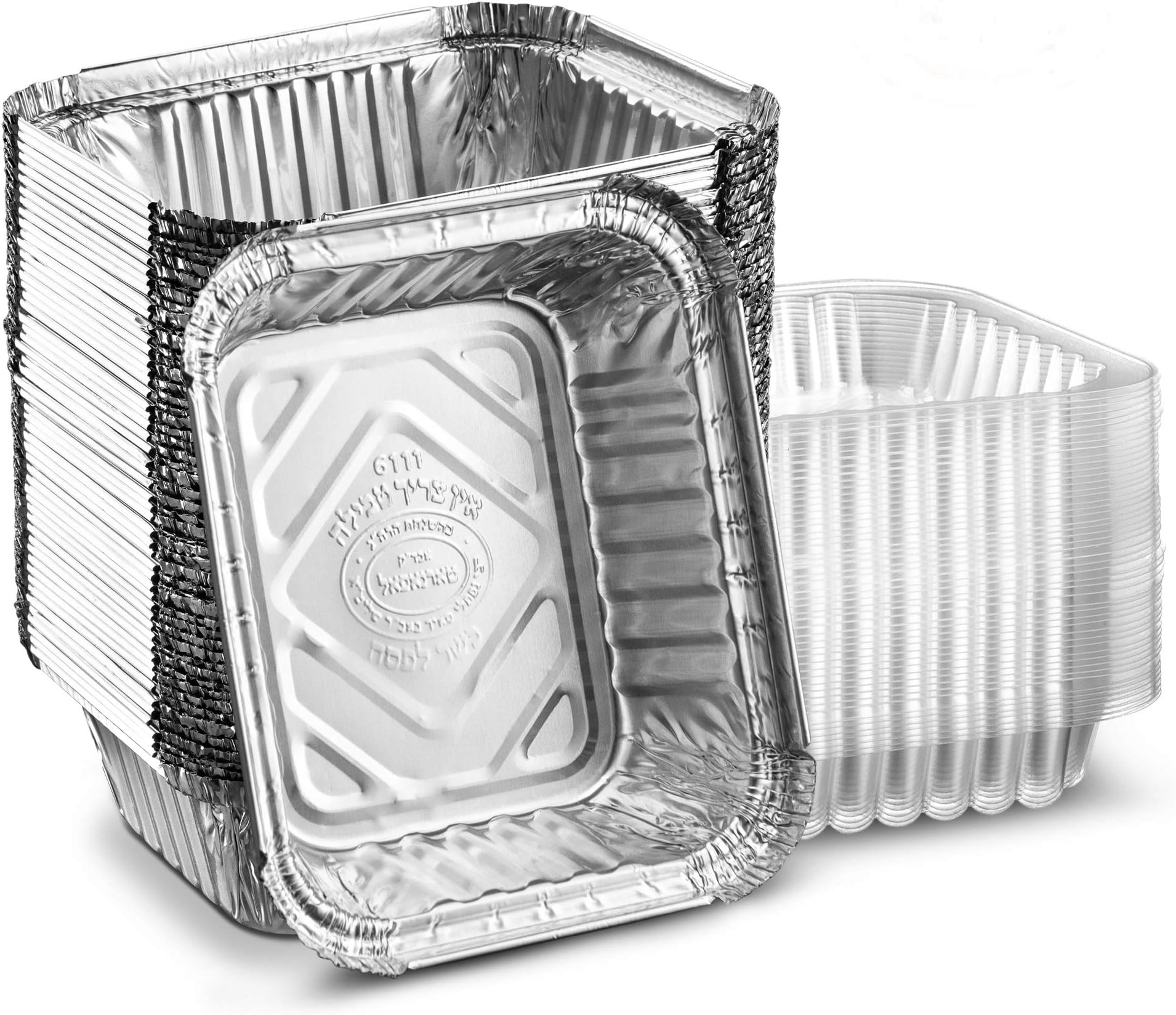 [50 Pack 1lb Combo] Propack Disposable Aluminum Foil Meal Prep Cookware Containers With Plastic Lids, Oven, Toaster, Grill, Cooking, Roasting, Broiling, Baking, Baking, Events, Take Out, Restaurant