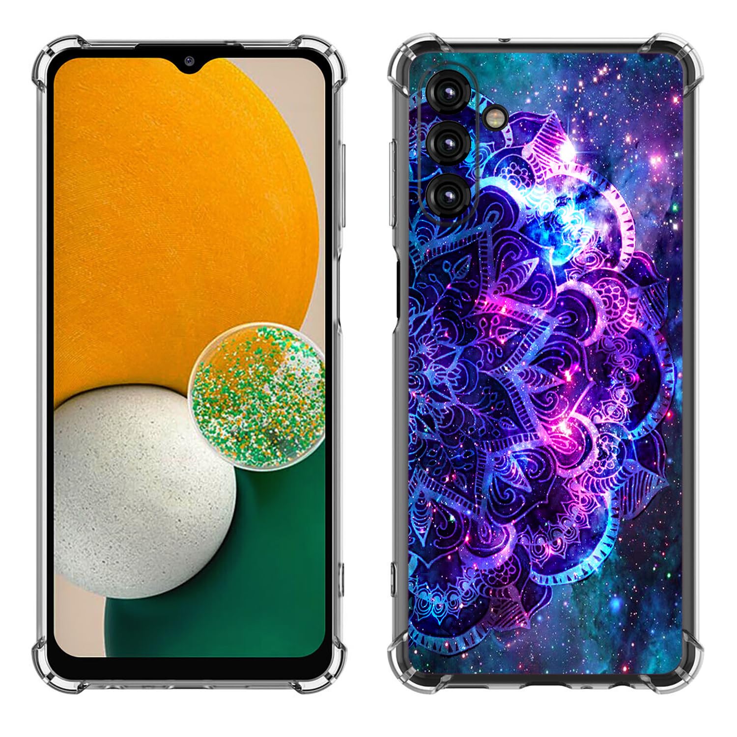 Beaucov Galaxy A15 5G Case,Purple Mandala Galaxy Sky Drop Protection Shockproof Case TPU Full Body Protective Scratch-Resistant Cover for Samsung