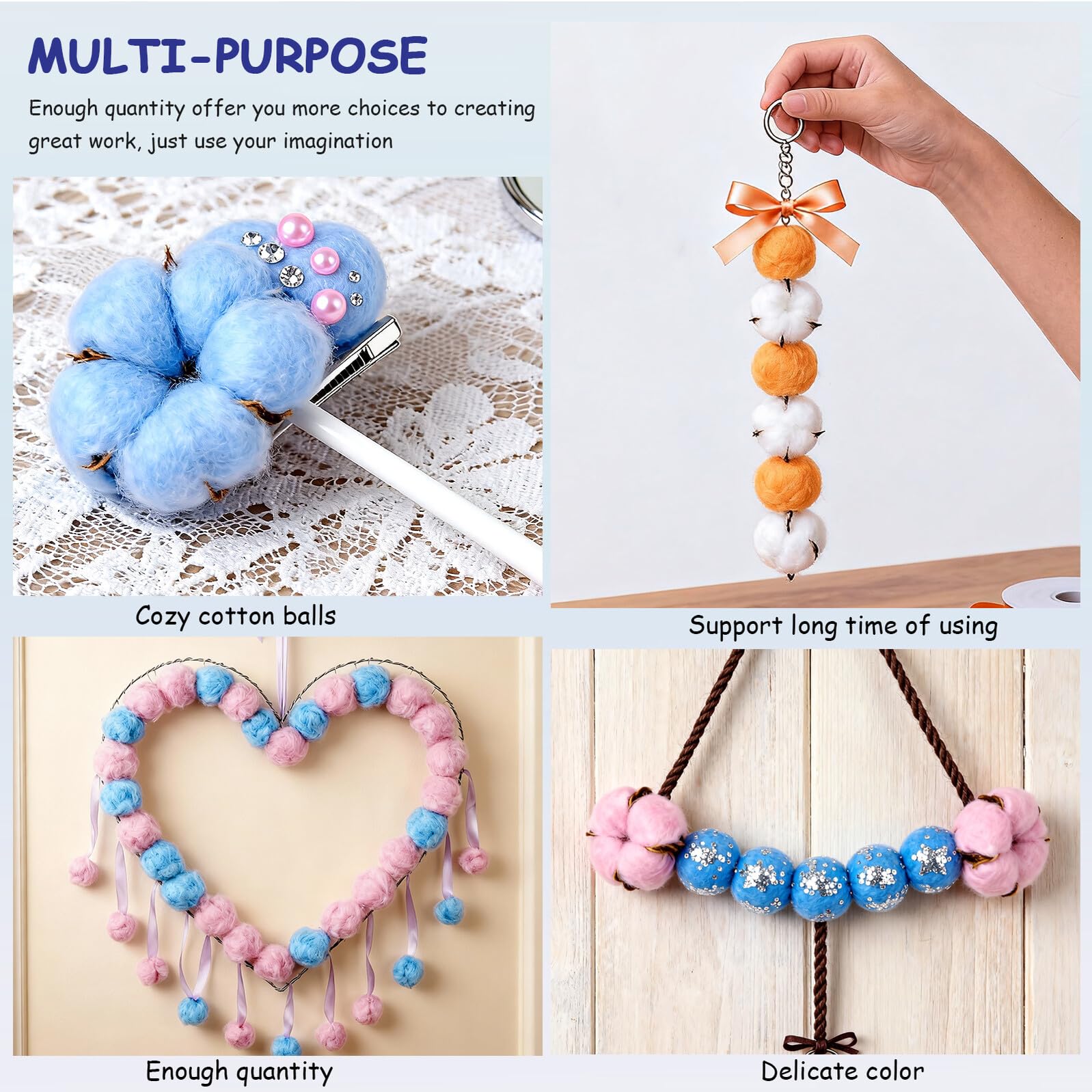 Healvian 500 Palline di Cotone Colorate per Bricolage, Multiuso e Adatte per Nidi di Animali Domestici, Confezione da 500 Pezzi per Decorazioni e Artigianato