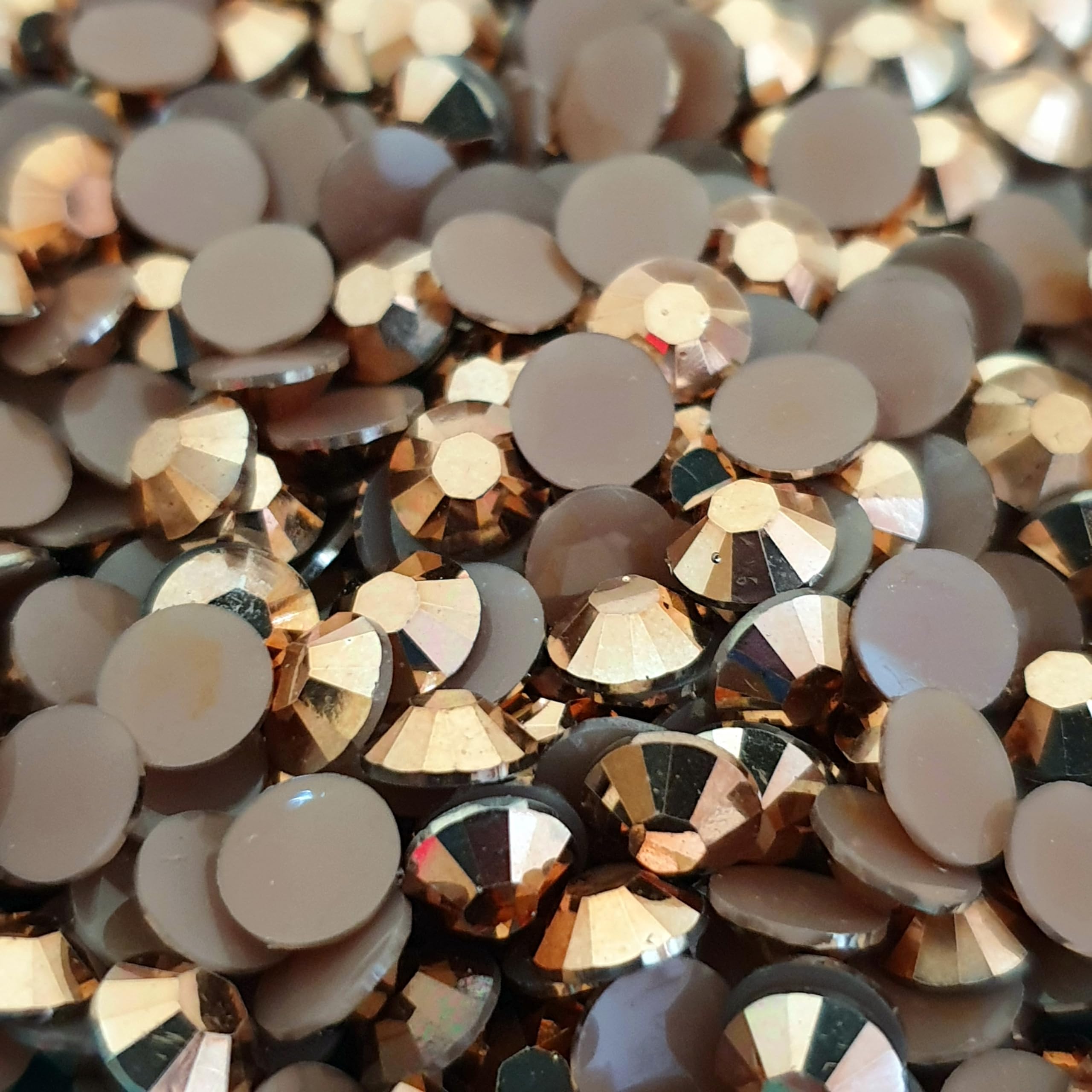 MajorCrafts 3000pcs 3mm ss12 Jelly AB Flat Back Round 14 Facets Resin Rhinestones Arts and Crafts Embellishment Gems (Metallic Bronze Brown C58) - Image 2