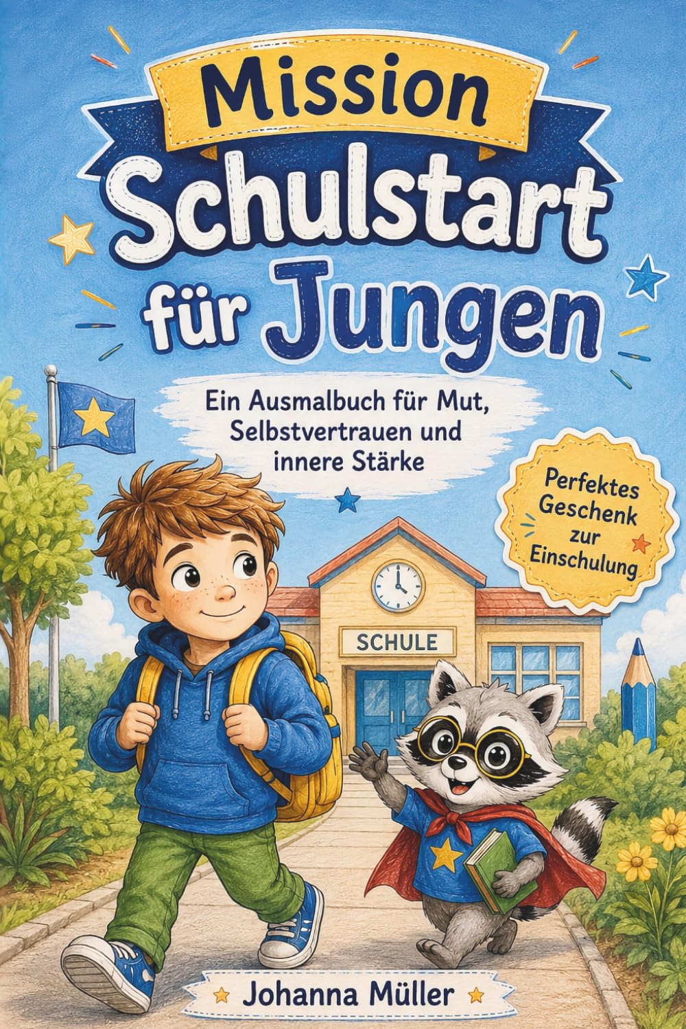 Mission Schulstart für Jungen: Ein Ausmalbuch für Mut, Selbstvertrauen und innere Stärke – perfektes Geschenk zur Einschulung
