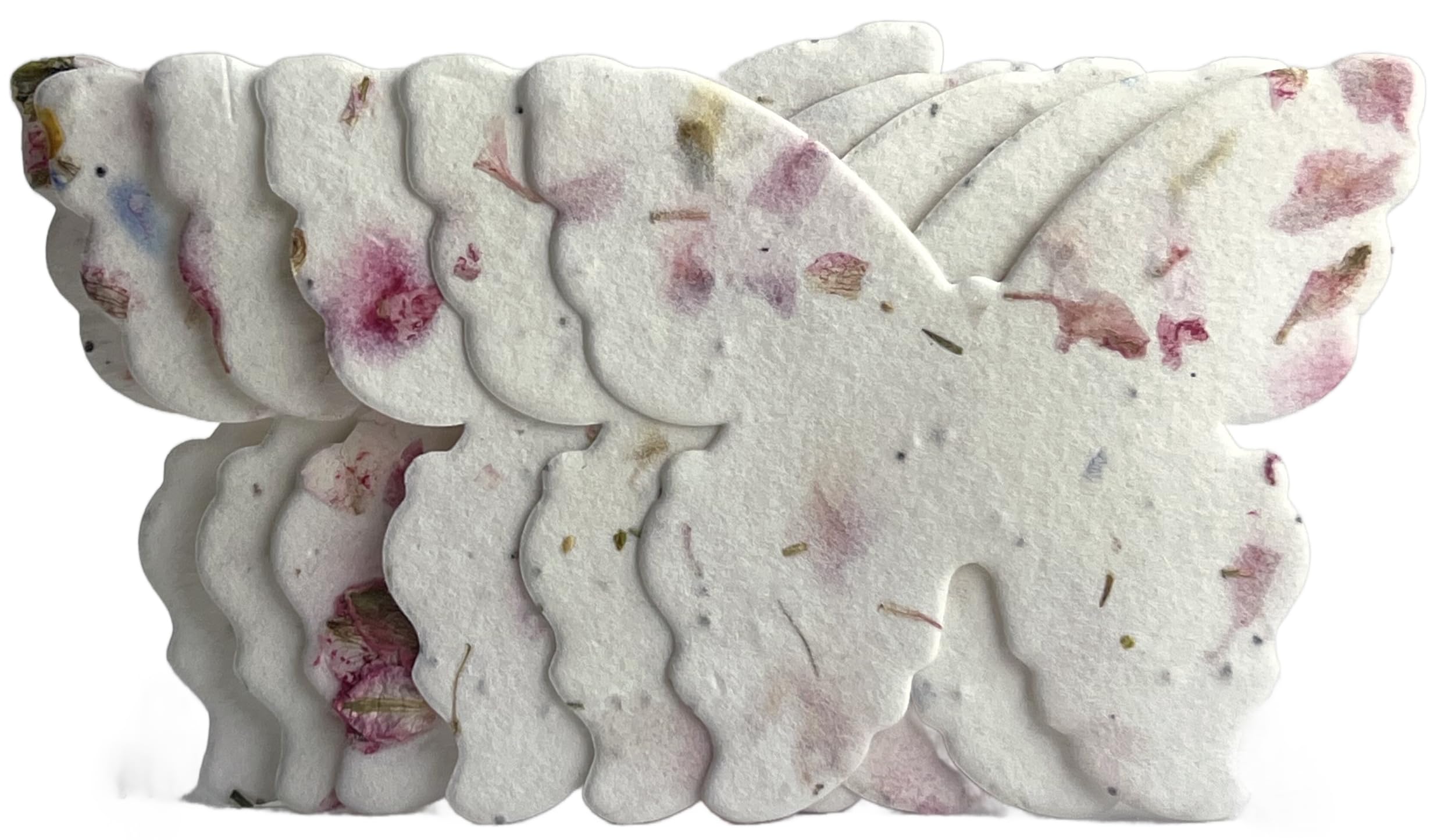 Juego de 24 mariposas de papel de semillas con fibras y pétalos 100% reciclados #17s - 3 pulgadas